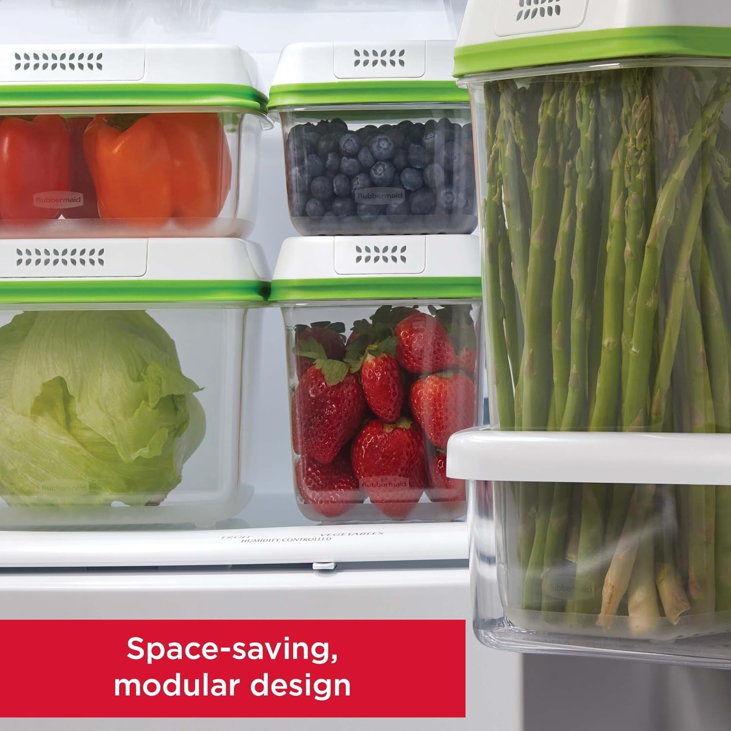 FreshWorks Produce Saver Medium & Large Storage Containers 8-Piece Set Set of 4