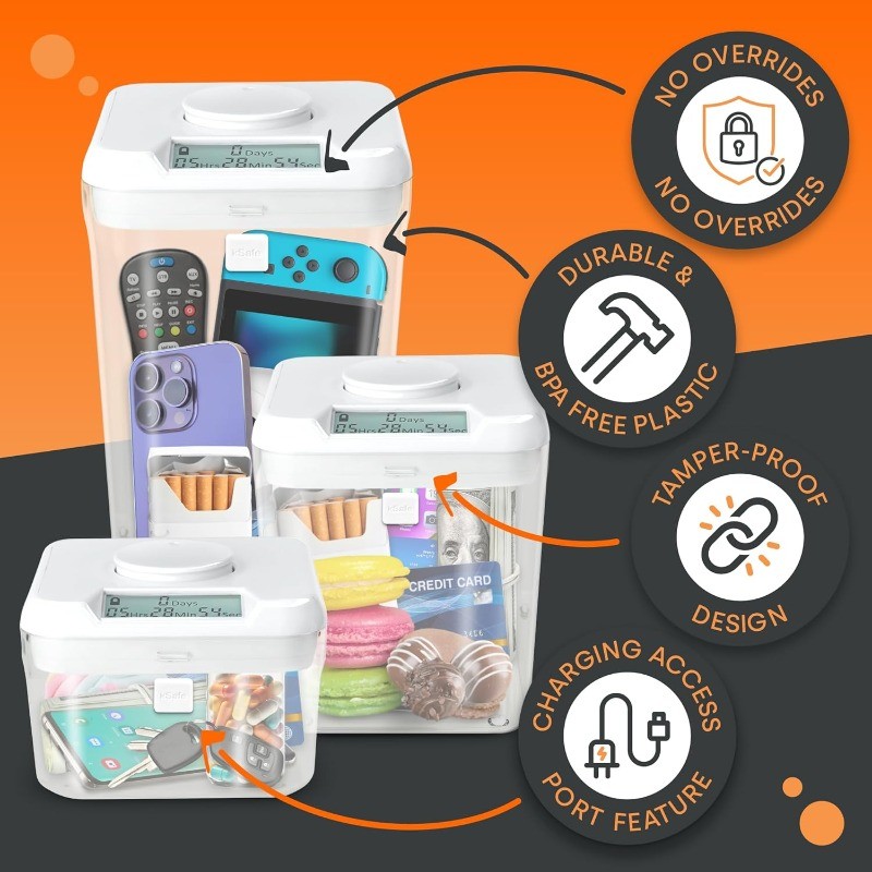 Time Locking Container XL – Tech Lock Box for Tablets, Game Controllers, Large