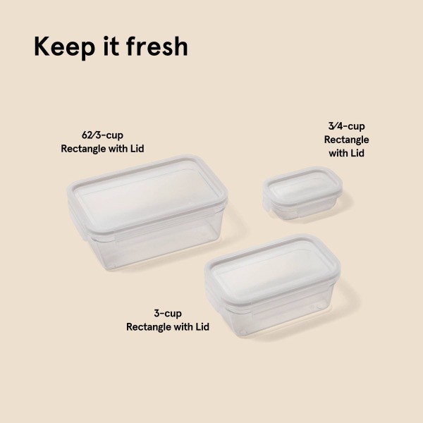 6pc (set of 3) Tritan Plastic Rectangle Food Storage Container Set Clear