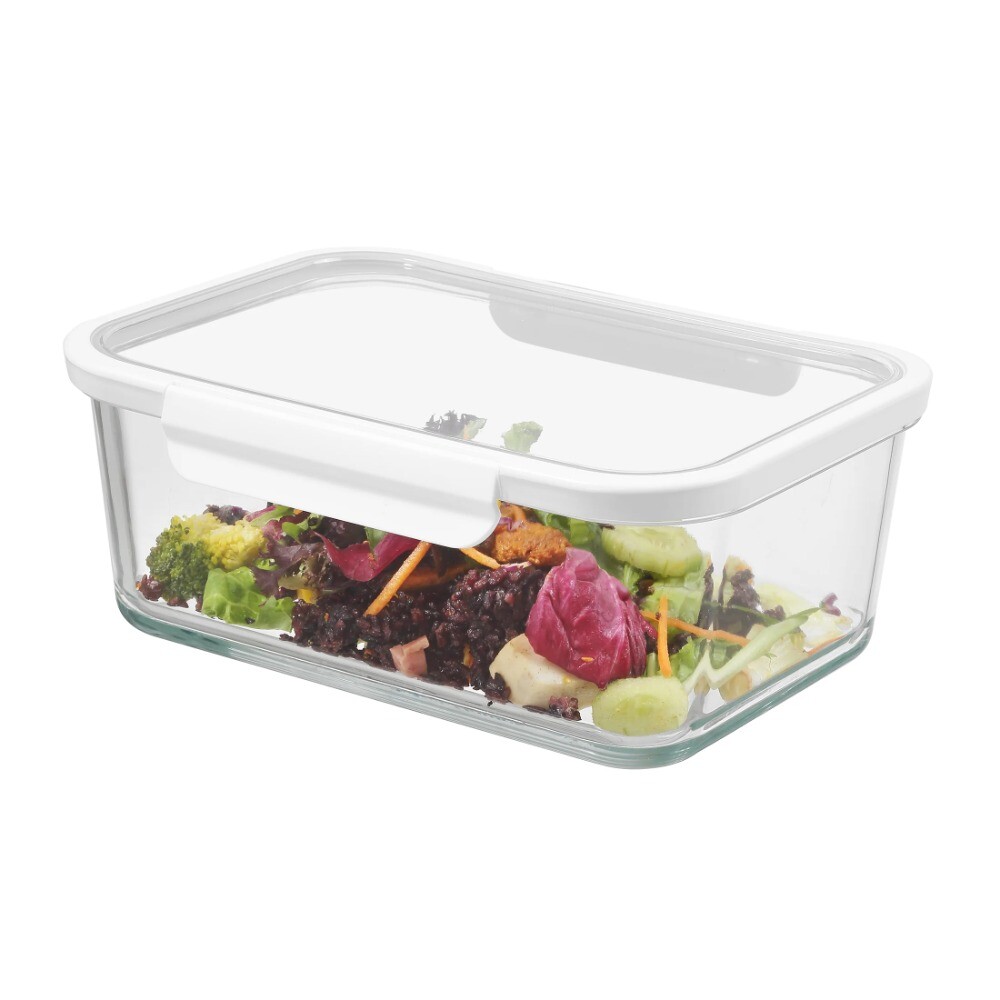 10Cup Rectangle Glass Food Storage Container with Tritan Lid. Set of 1,2 Pieces