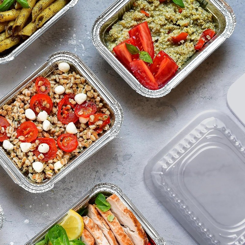 Aluminum Foil Pans W/ Lids Baking Meal Prep Storage Takeout Containers New