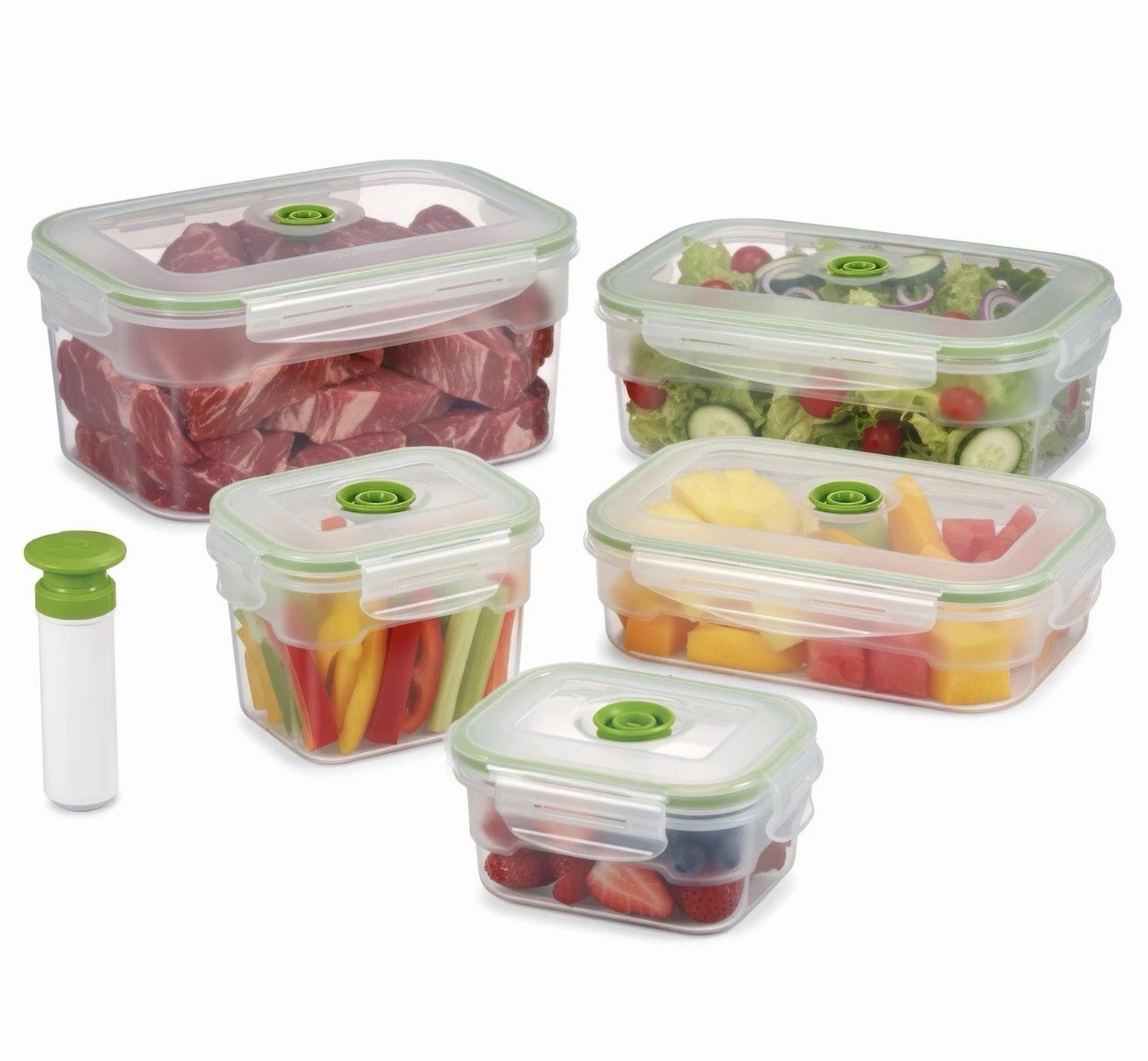 Lasting Freshness BPA-Free Plastic Vacuum Seal Containers with Hand Pump