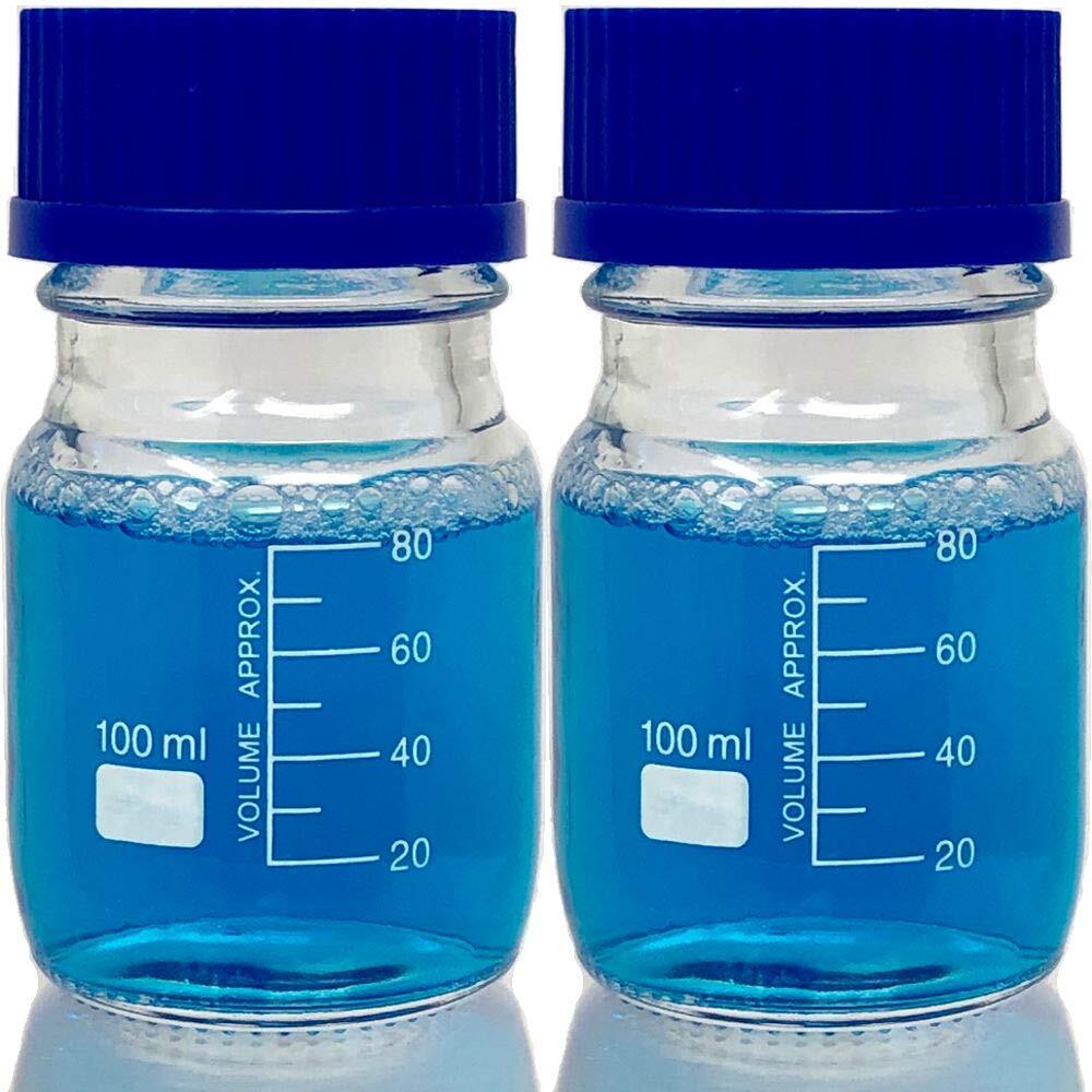 100ml Glass Media Storage Bottles with Screw Cap Borosilicate Pack of 2