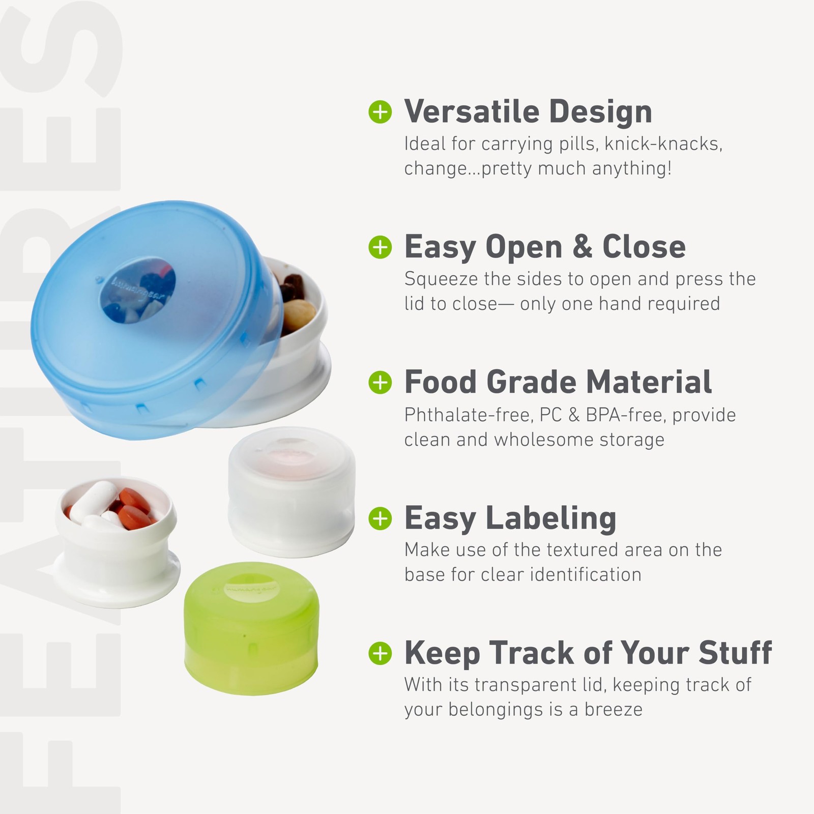humangear GoTubb â€“ Storage Containers for Small (3-pack), Clear/Orange/Red