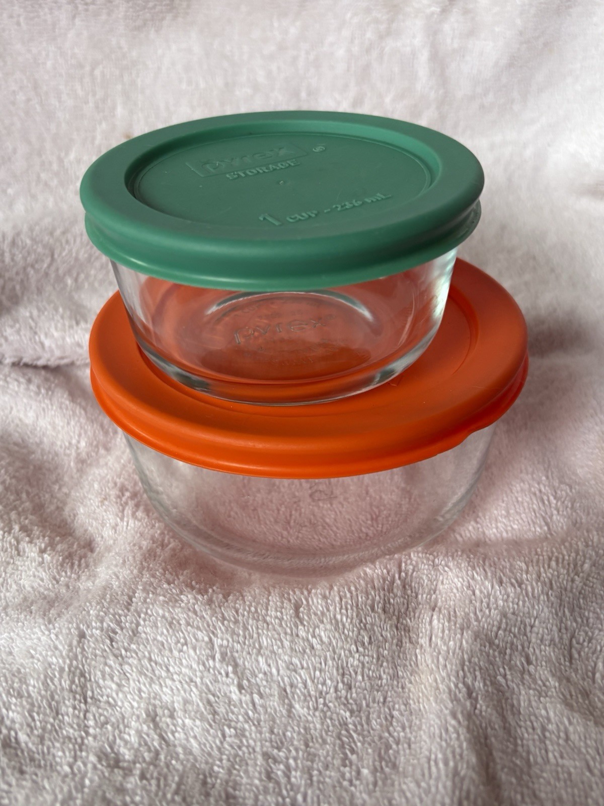 Pyrex Clear Glass Storage Containers Set Of One 1 Cup And One 2 Cup With Lids