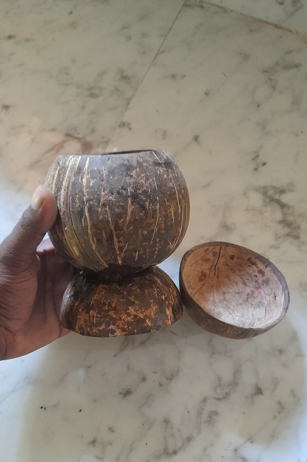 Handmade Coconut Shell Salt Container Eco Friendly Organic Kitchen Tool