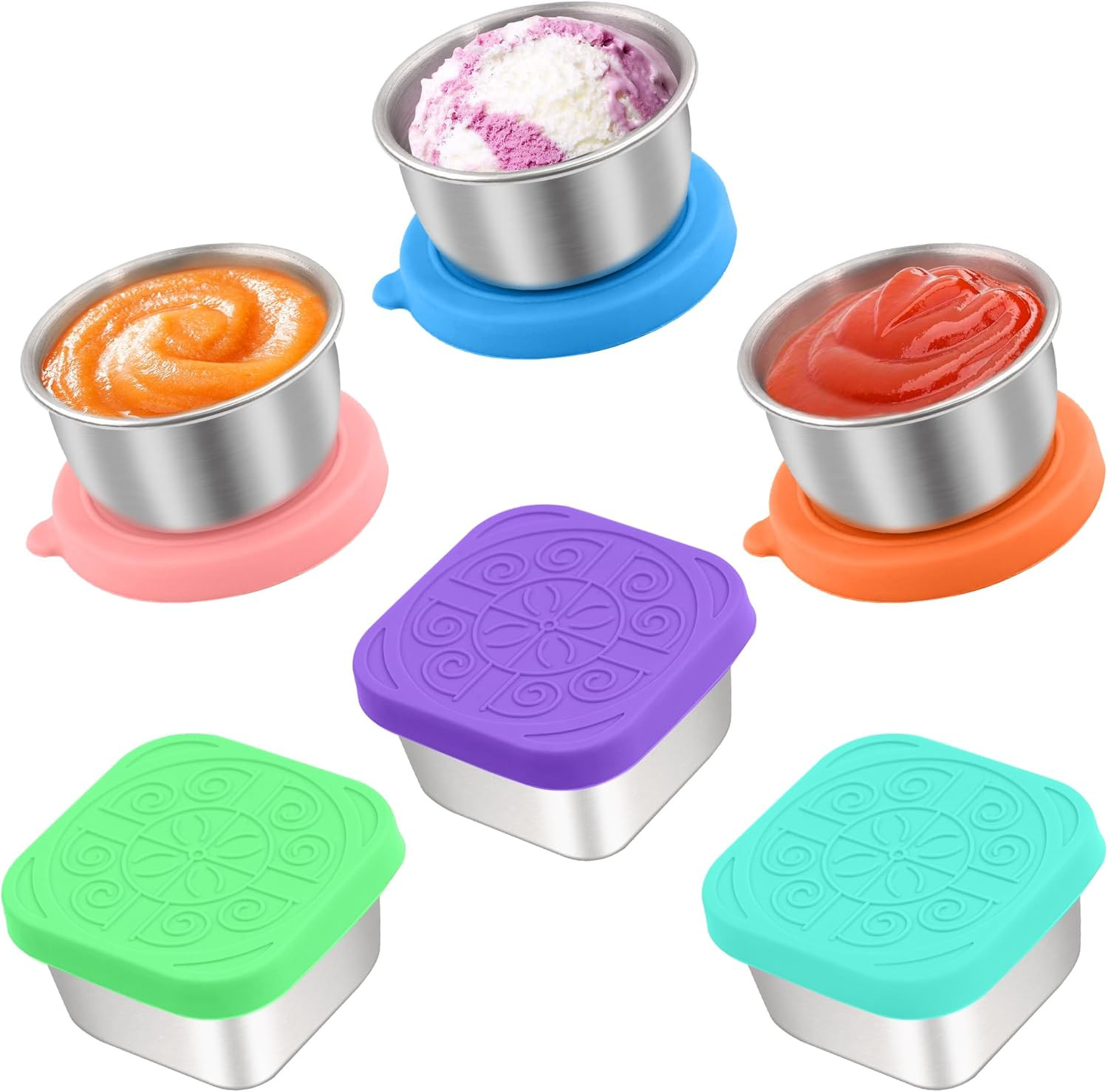 6 PCS Salad Dressing Container to Go,Handy Leakproof Stainless Steel Meal Prep C