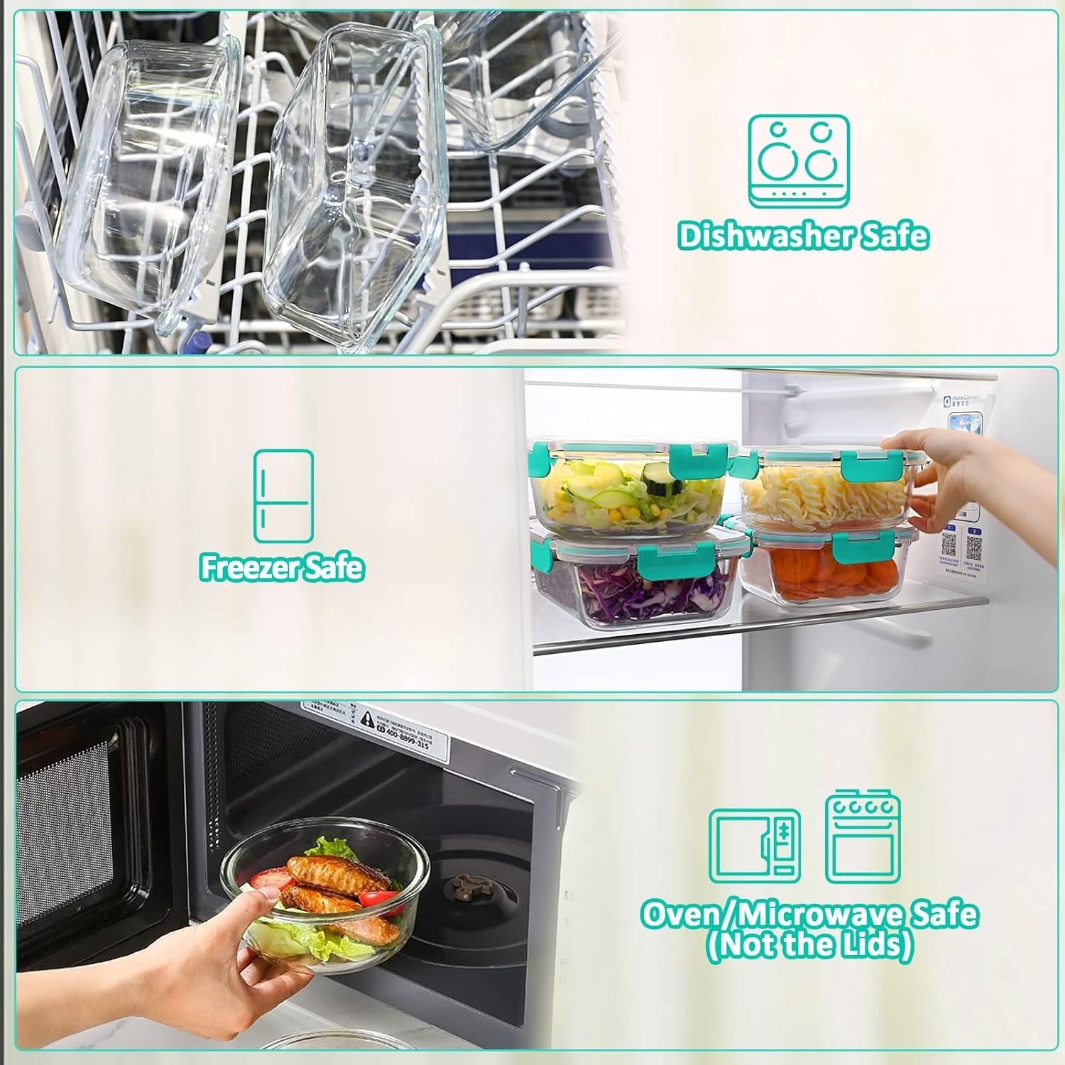 10-Pack Glass Meal Prep Containers with Lids Airtight Microwave Dishwasher Oven