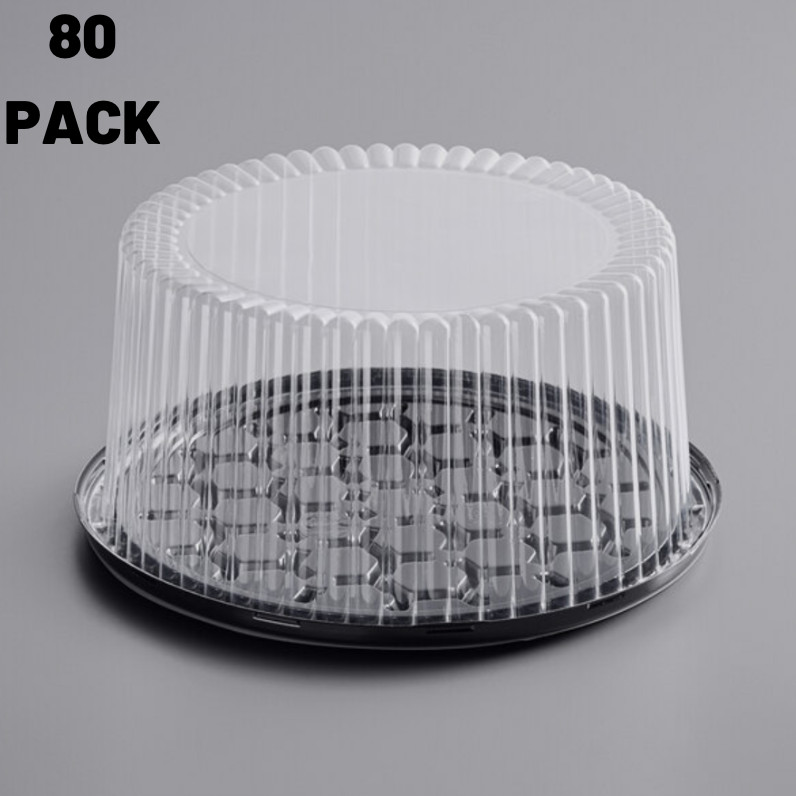 80-Pack 9″ 2-3 Layer Disposable Cake Display Container with Clear Dome Lid Bulk