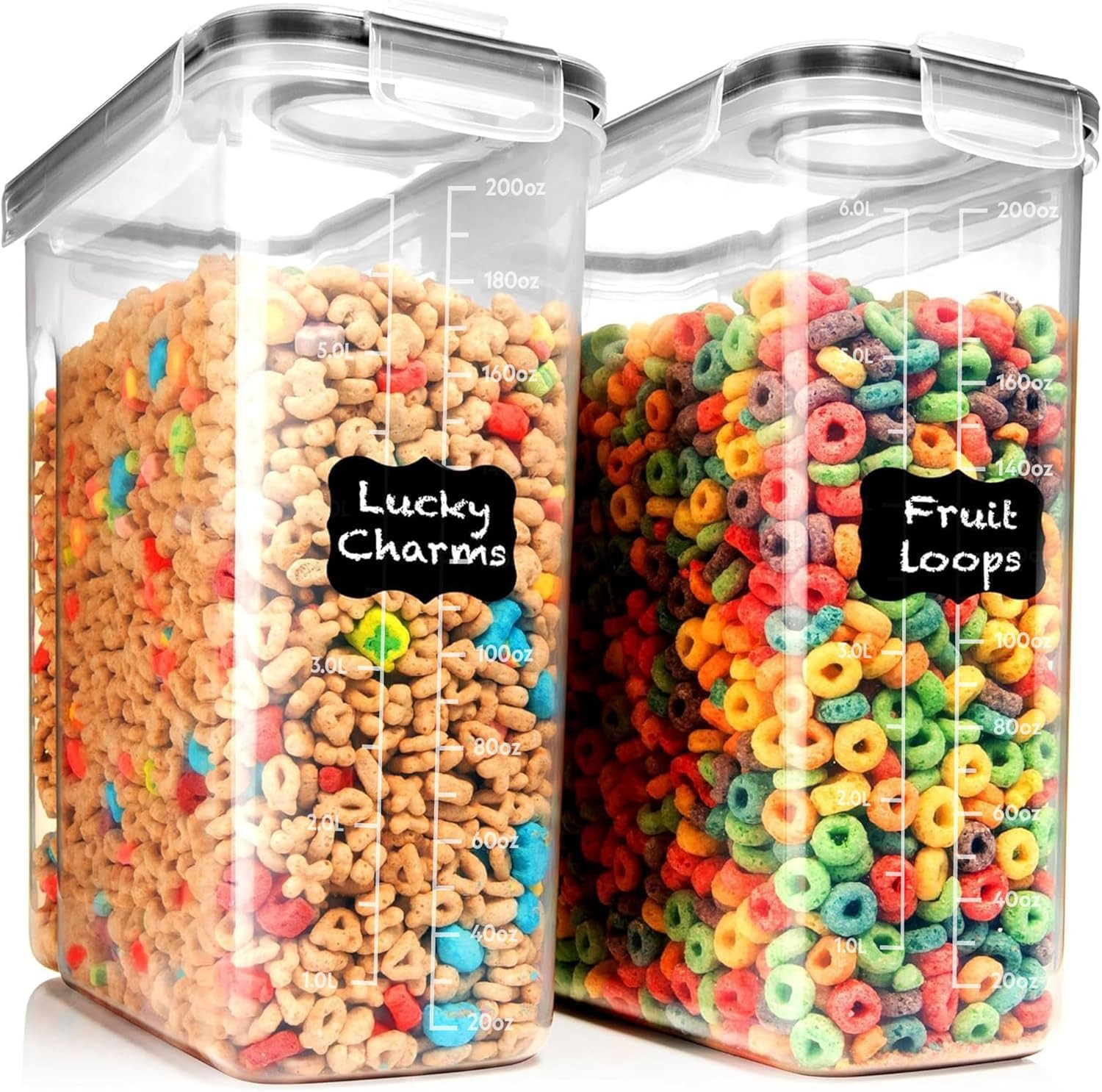 Shazo 2 Pack (6.3L / 213OZ) EXTRA Large Airtight Food Storage Cereal Containers