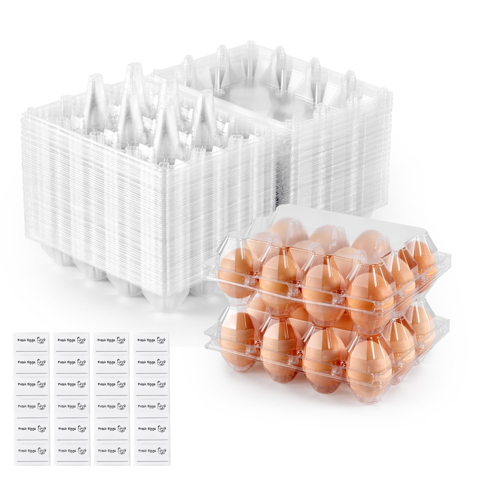 60PCS Plastic Egg Carton Reusable Egg Cartons Cheap Bulk for Fresh Large Eggs…