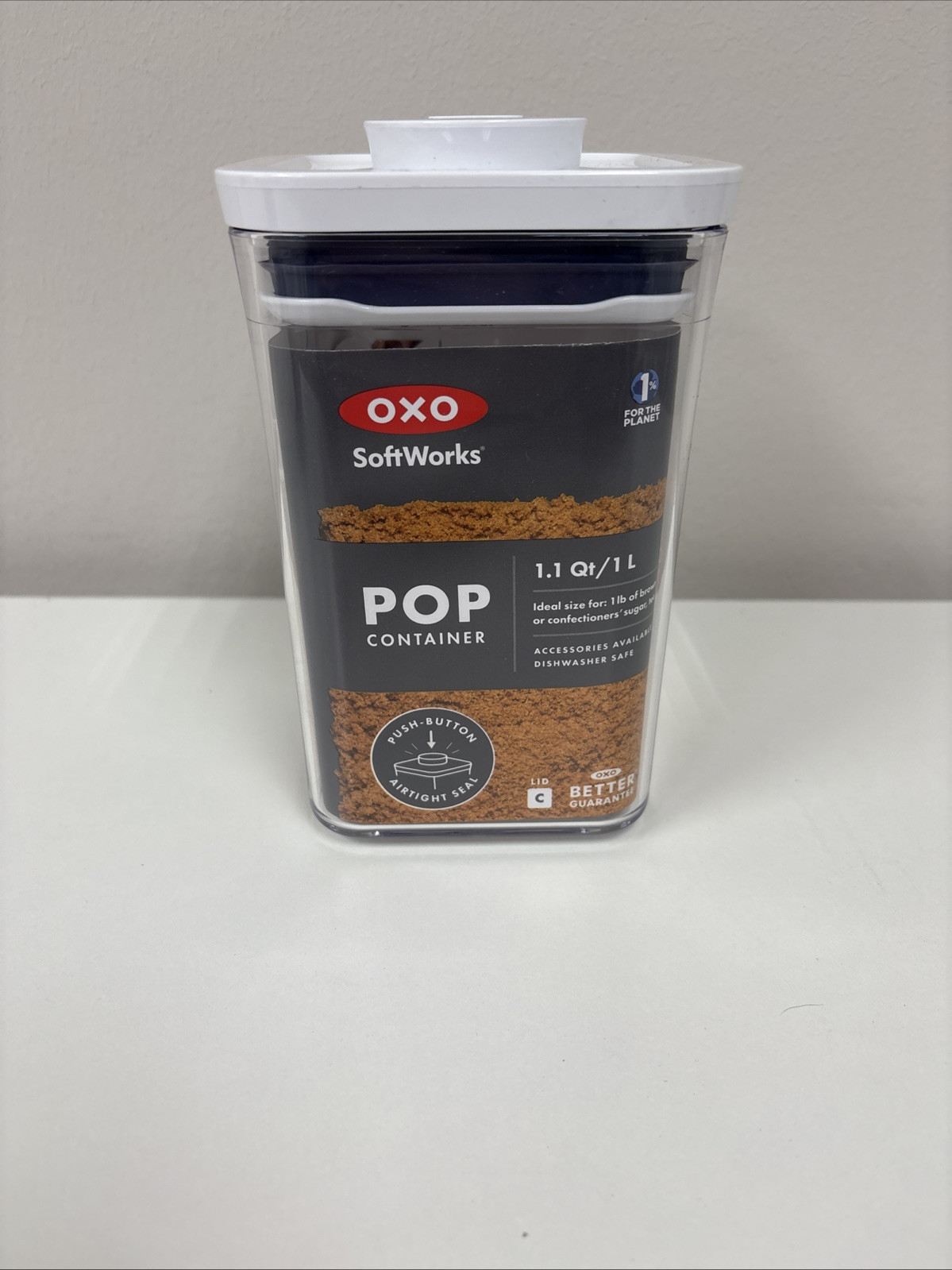 OXO POP 1.1qt Plastic Short Small Food Storage Container White, Air Tight Seal
