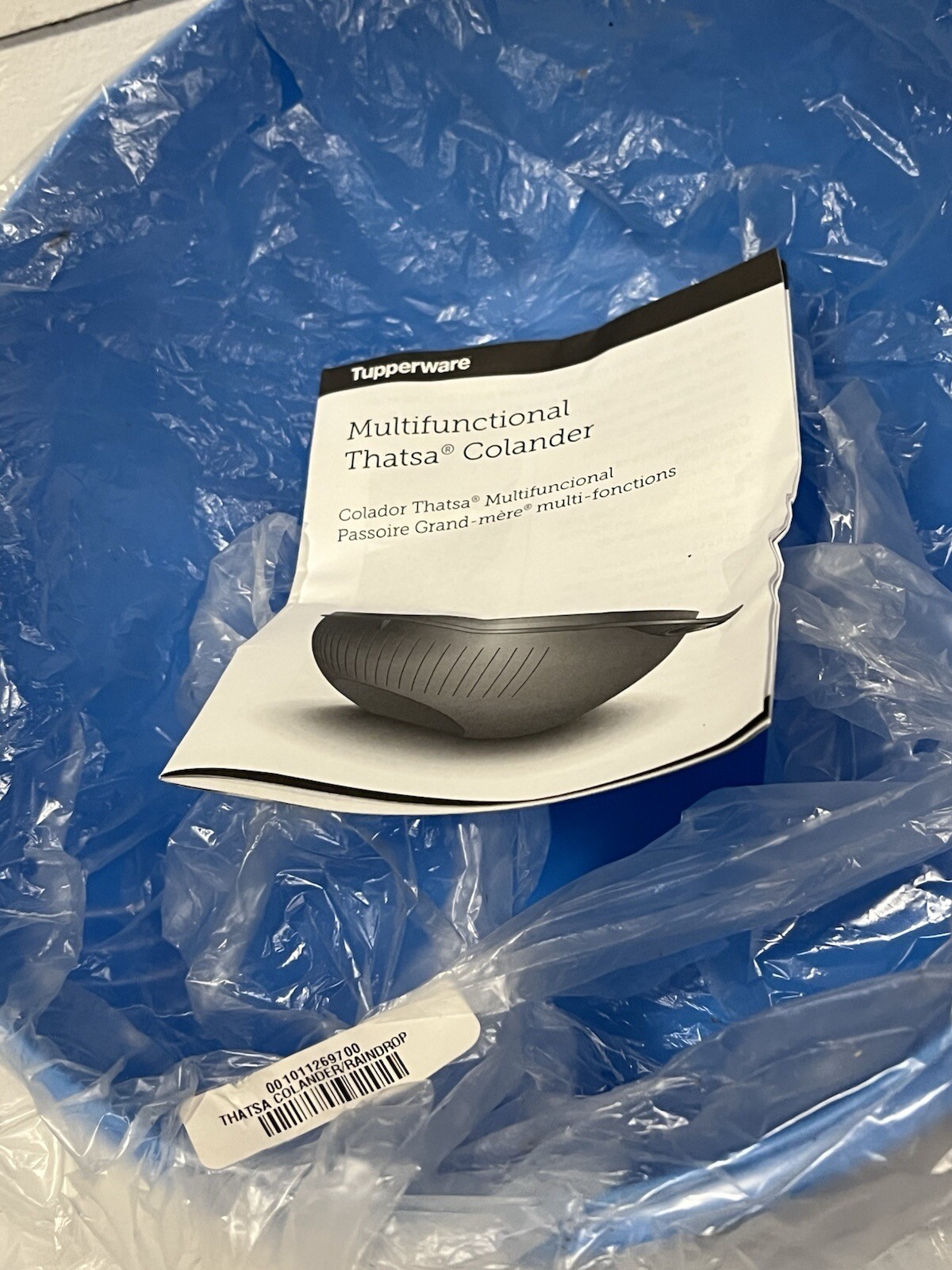 Tupperware Thatsa Colander New Blue 3.75L Raindrop Color New