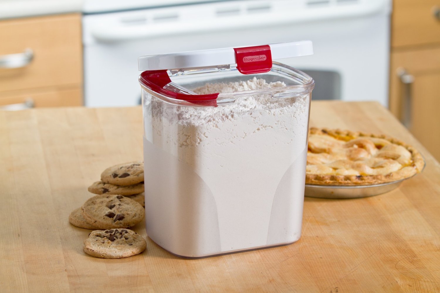 3.8 Quart White Food Storage Container with Hinged Lid for Dry Ingredients