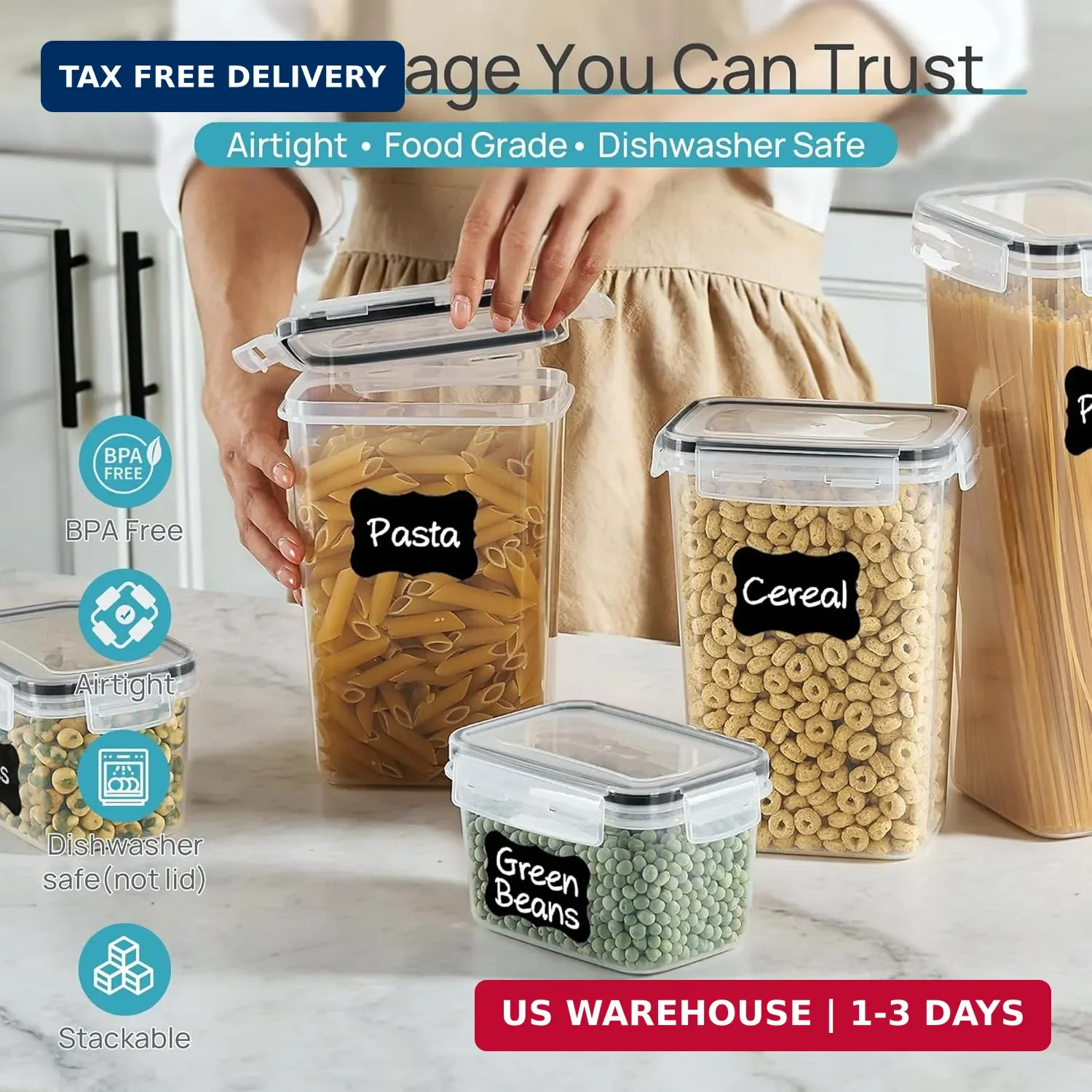 Airtight Food Storage Containers with Lids, Vtopmart 24 pcs Plastic Kitchen and