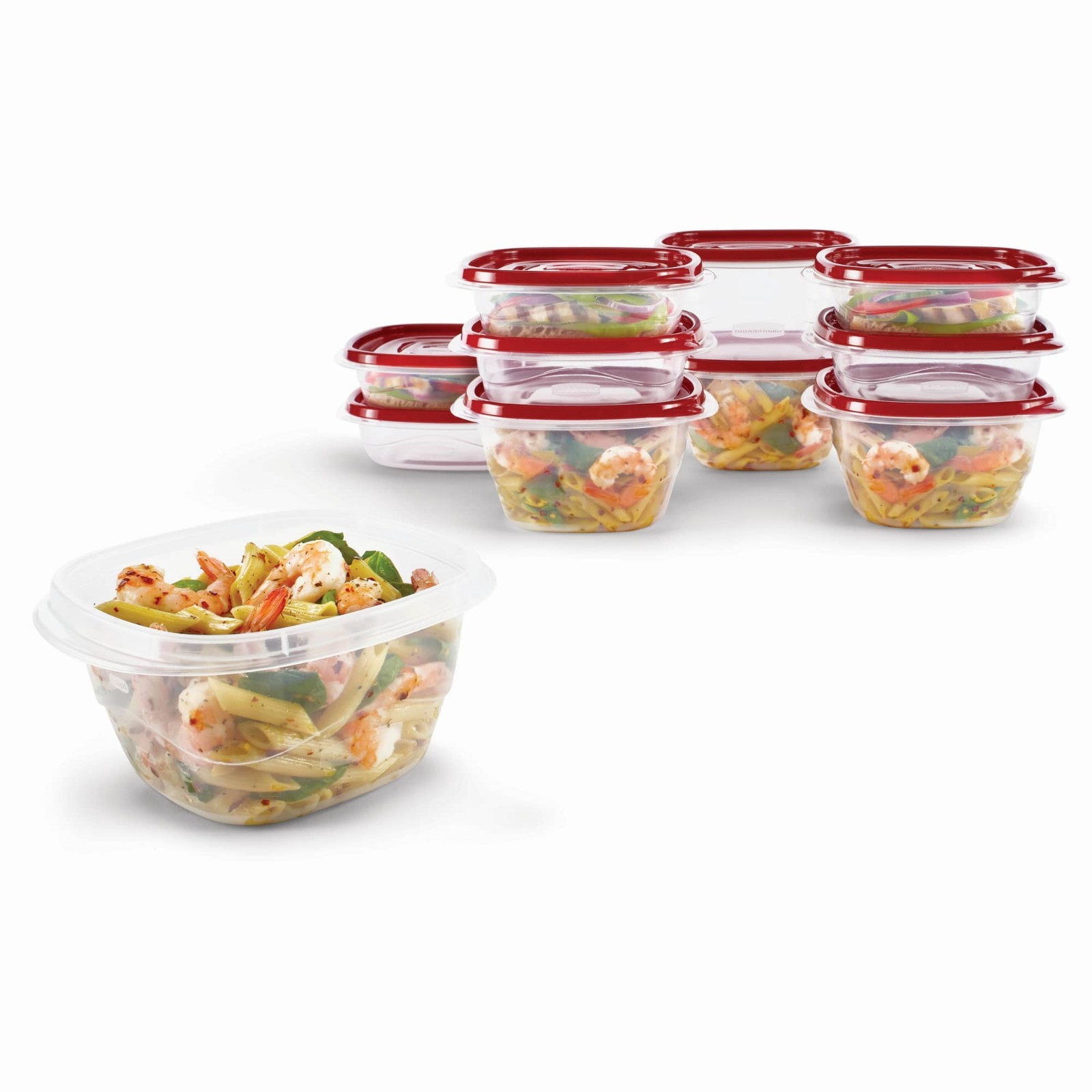 (2 pack) Rubbermaid TakeAlongs Food Storage Containers, 10 Piece Set, Red