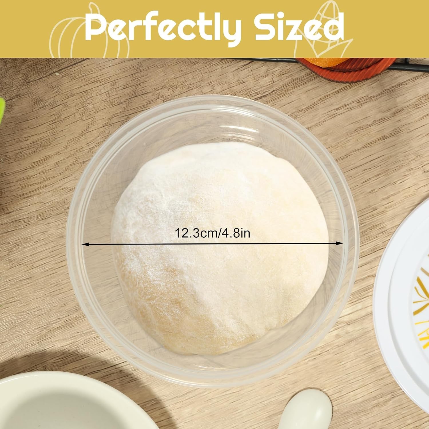 12Pcs Pizza Dough Container Stackable with Lid 1100ml