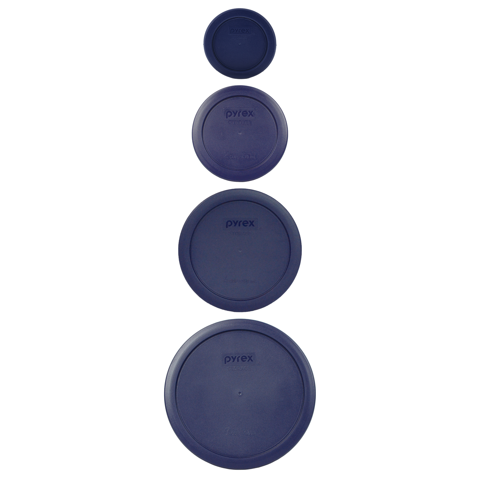Pyrex 4 Lid All Blue Bundle for 1, 2, 4 and 7-Cup Glass Bowls