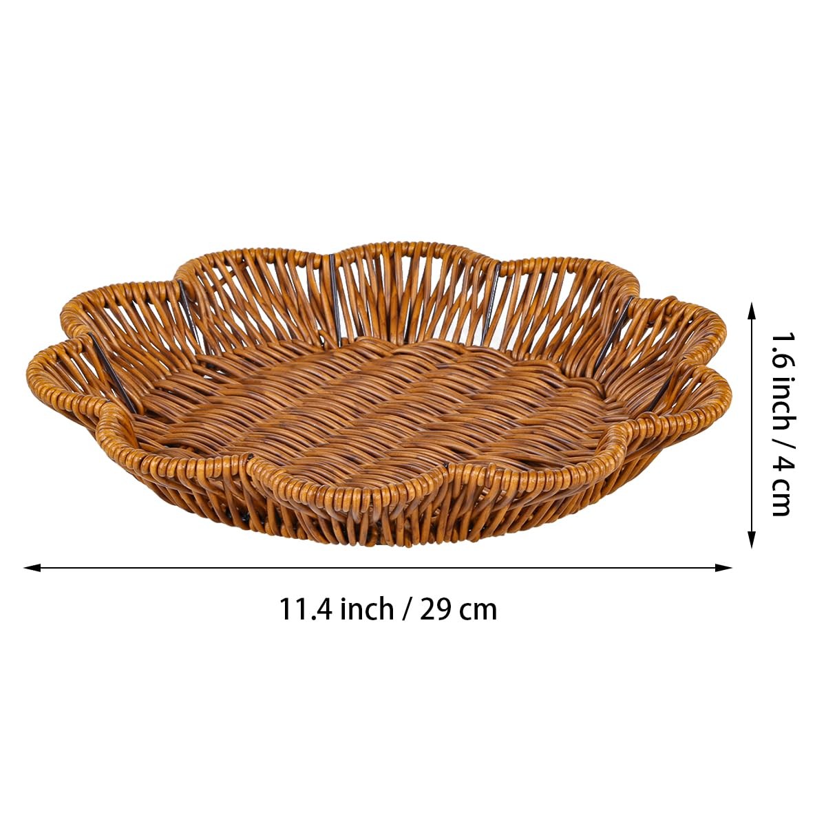 3pcs Poly Wicker Bread Basket,Imitation Woven Fruit Basket Tabletop Tray,Hand…