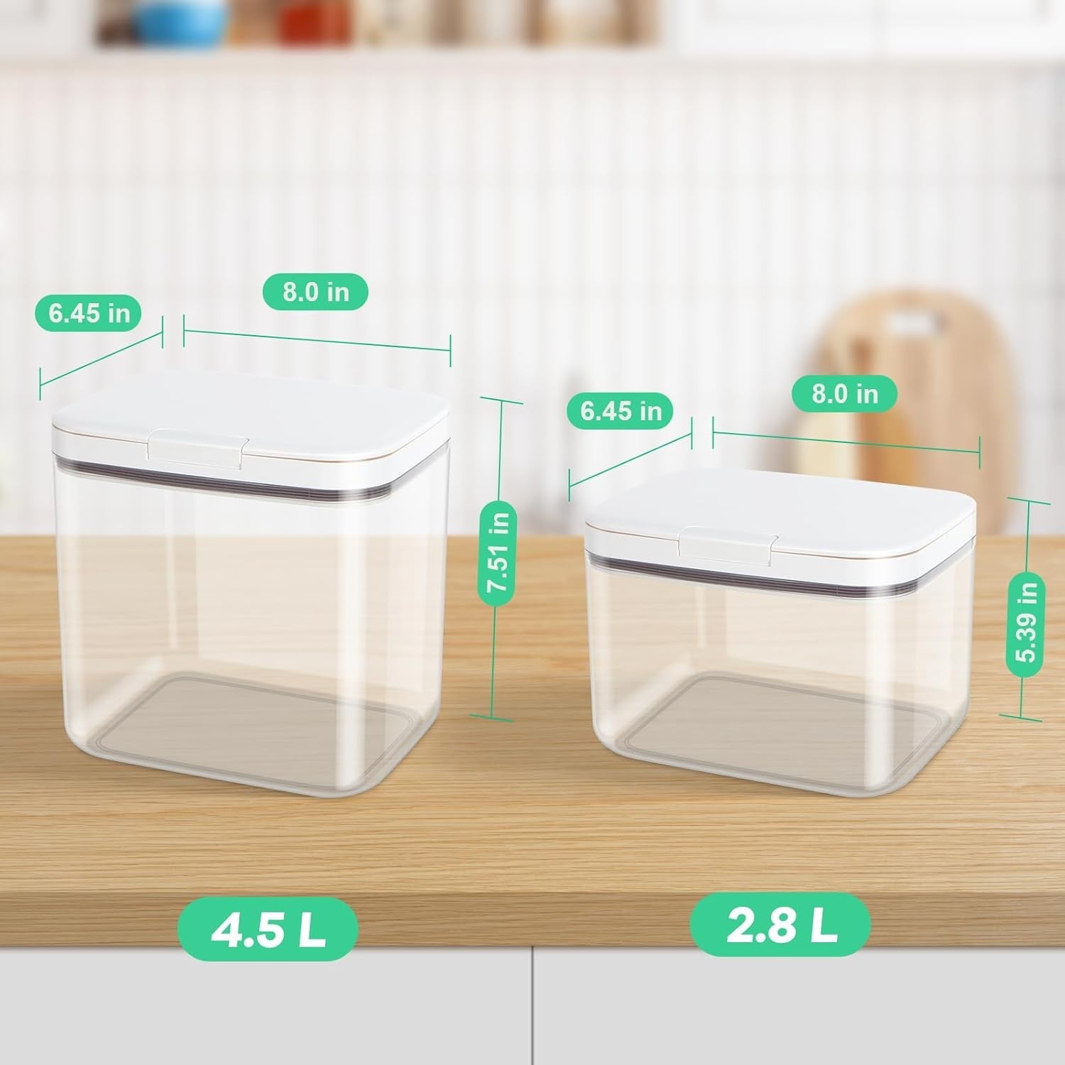 Flour Sugar Storage Containers 2Pack 2.9 Qt 4.75 Qt Food Storage Container W/