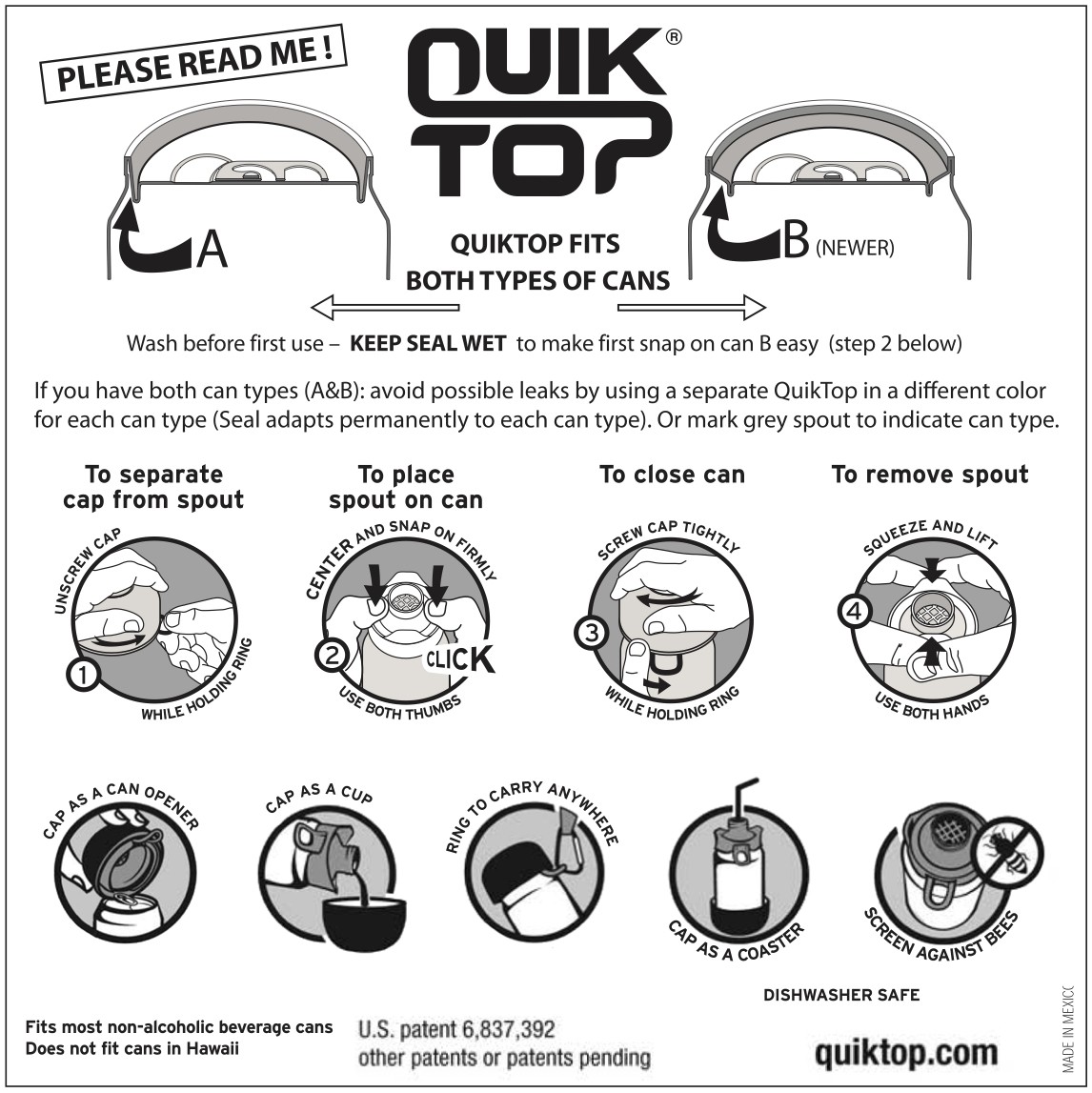 Quik Top Can Cap Locks in Carbonation Keeps Bees Out Multi Function Cap