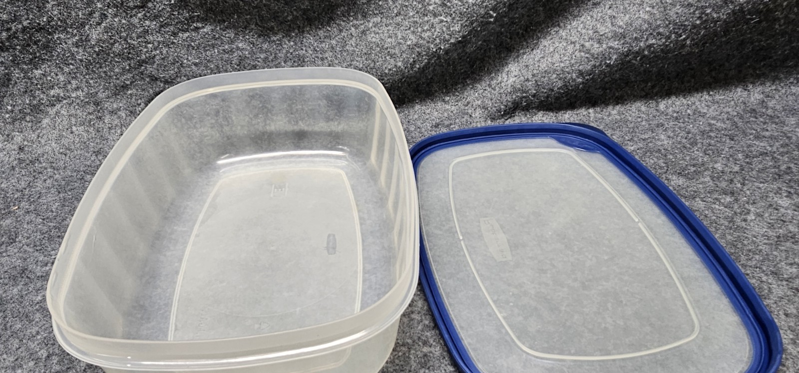 Rubbermaid 4-Liter “E” Container 1.1 Gallon Clear Blue Rim Lids Rectangular