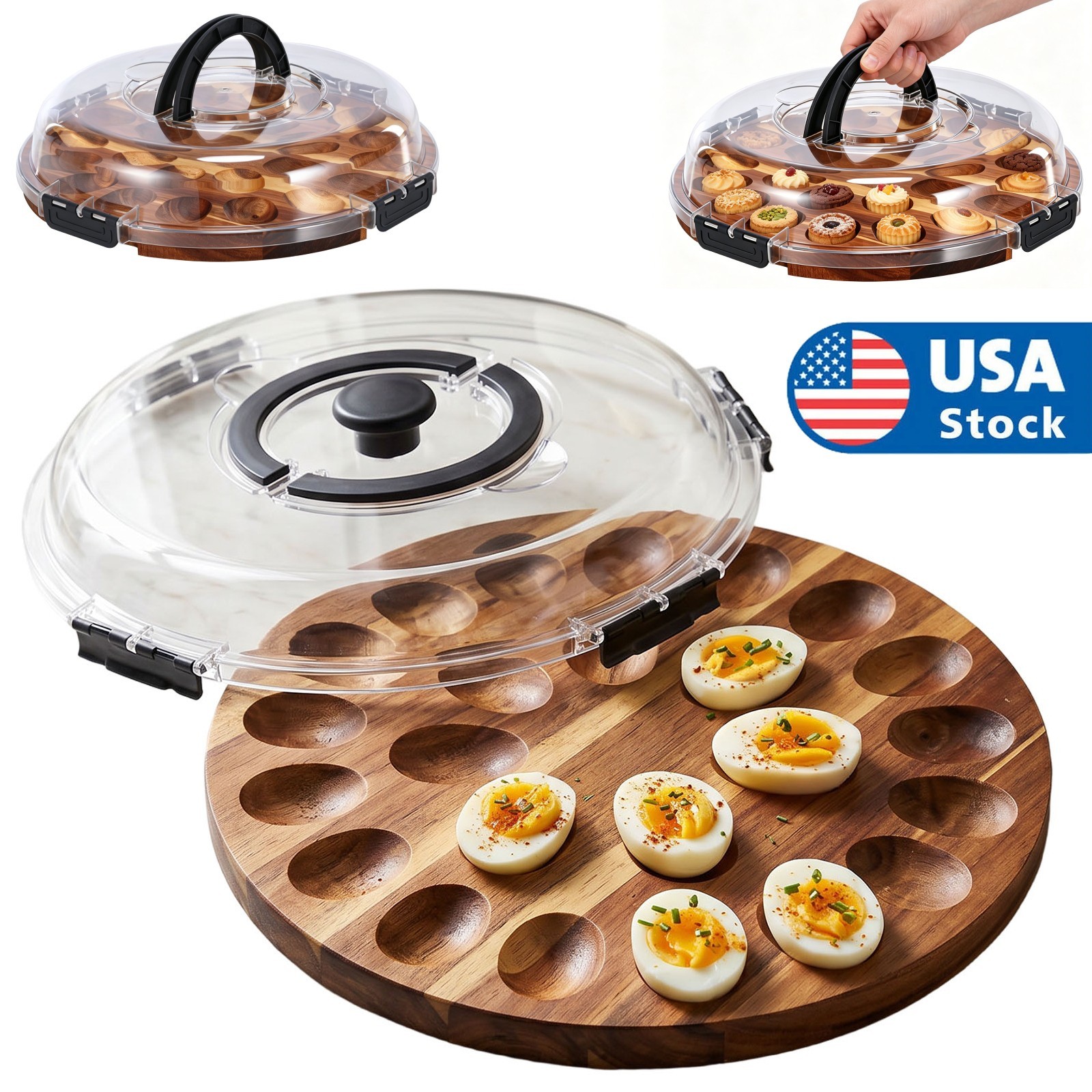 Deviled Egg Containers with Lid & Secure Snap, Holds 24 Eggs Deviled Egg Tray US