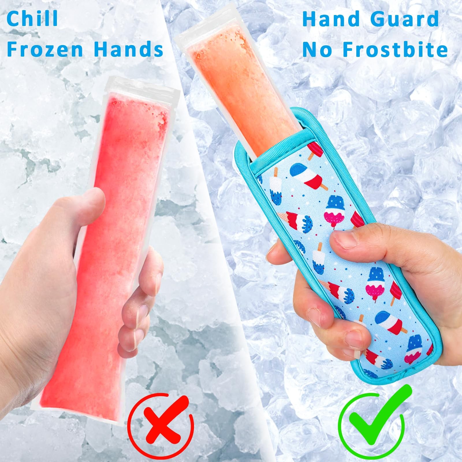 Amintiri Popsicle Holder for Kids 6 Pieces Anti-Freezing Neoprene Sleeves Cut…
