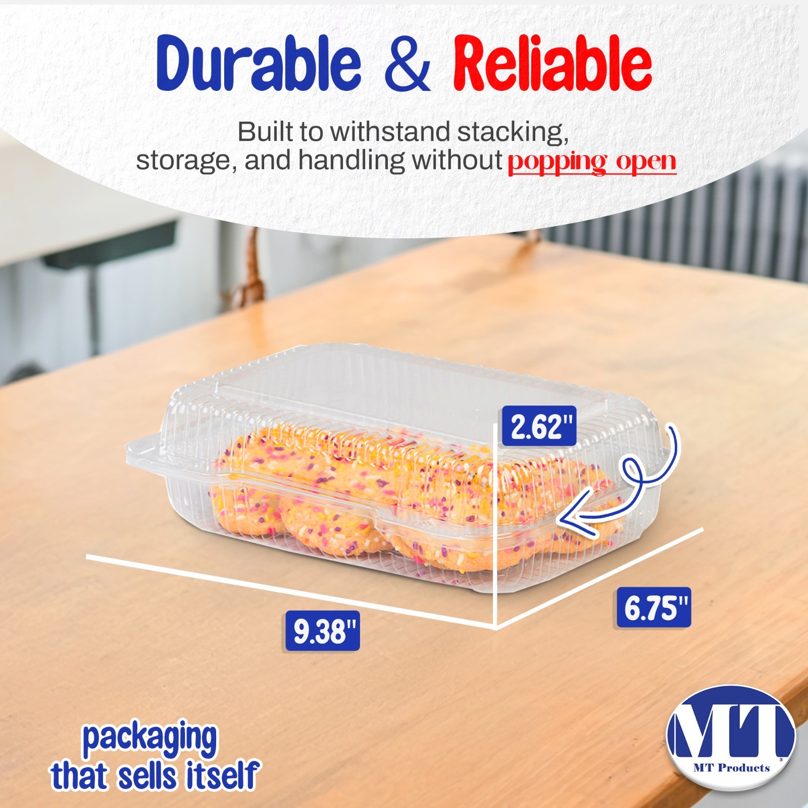 MT Products Clear Plastic Clamshell Pastry Container – Pack of 350