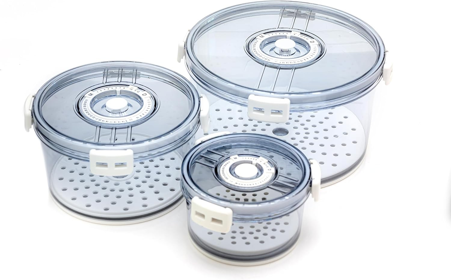 Lettuce Keeper for Refrigerator with Lids Lettuce Crisper 3-Piece Set Date Chron