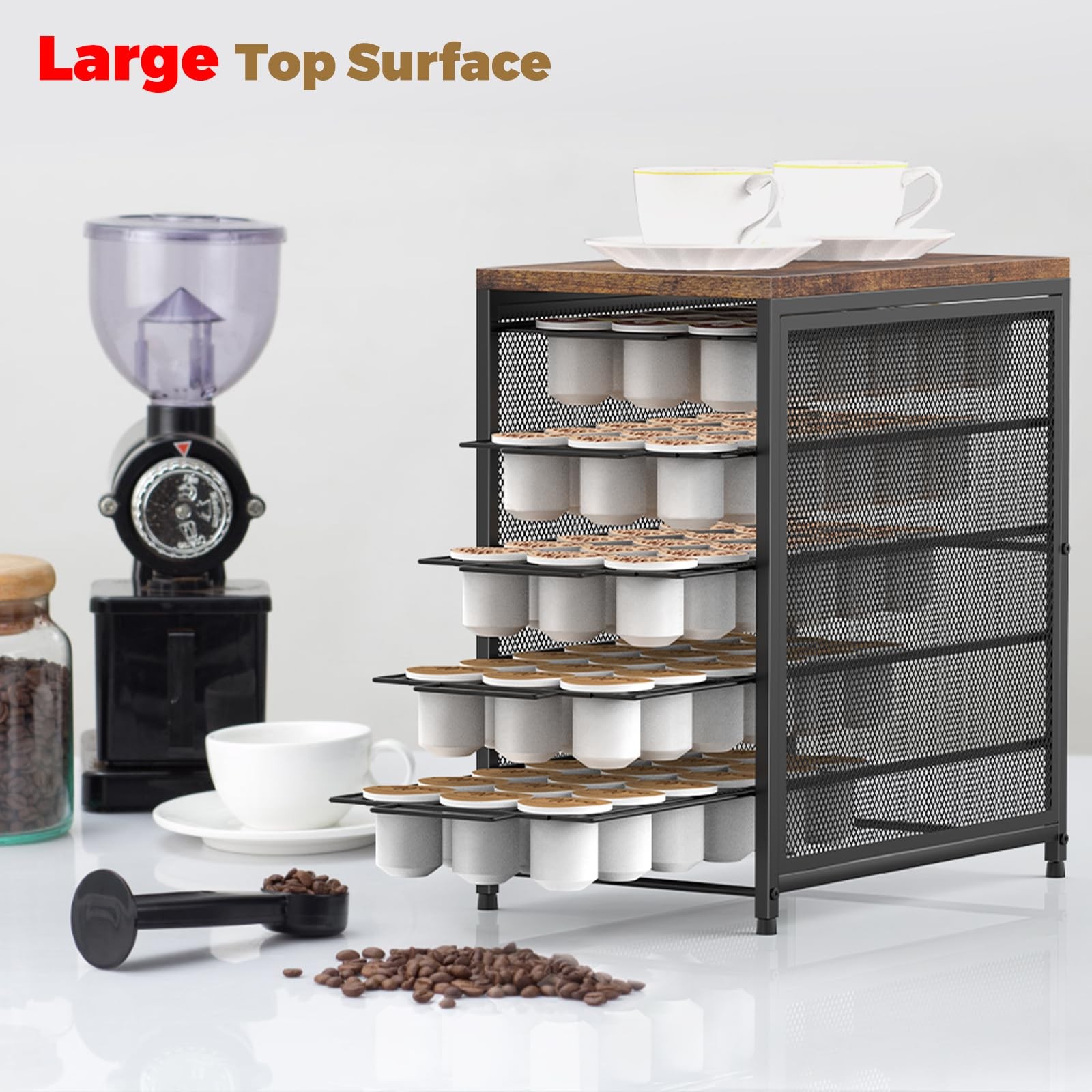 NANANARDOSO Coffee Pod Holder for Counter, 5 Tier – 90 Pack, Black-90