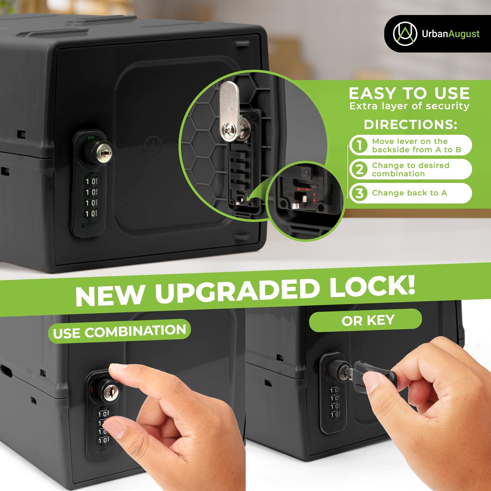 Dual Combination & Keyed Lockbox – Lockable Box for Everyday Use – Multi-Purp…