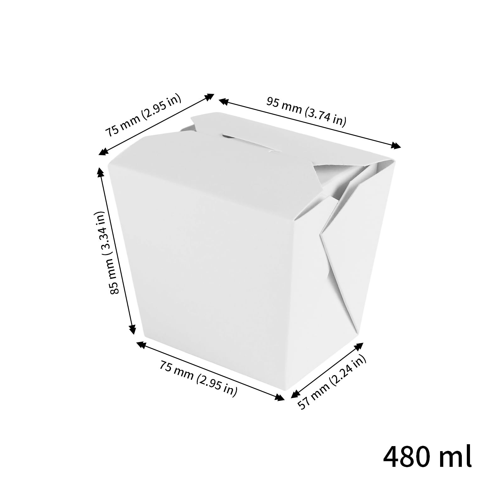 100 PCS 16oz Chinese To Go Box White Paper Take Out Container Restaurant Food