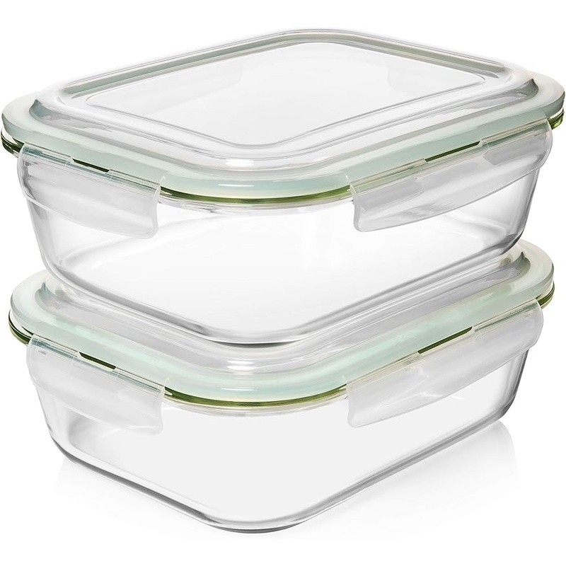 Airtight Glass Storage Containers Locking Lids Bakeware Meal Prep Leak Proof New