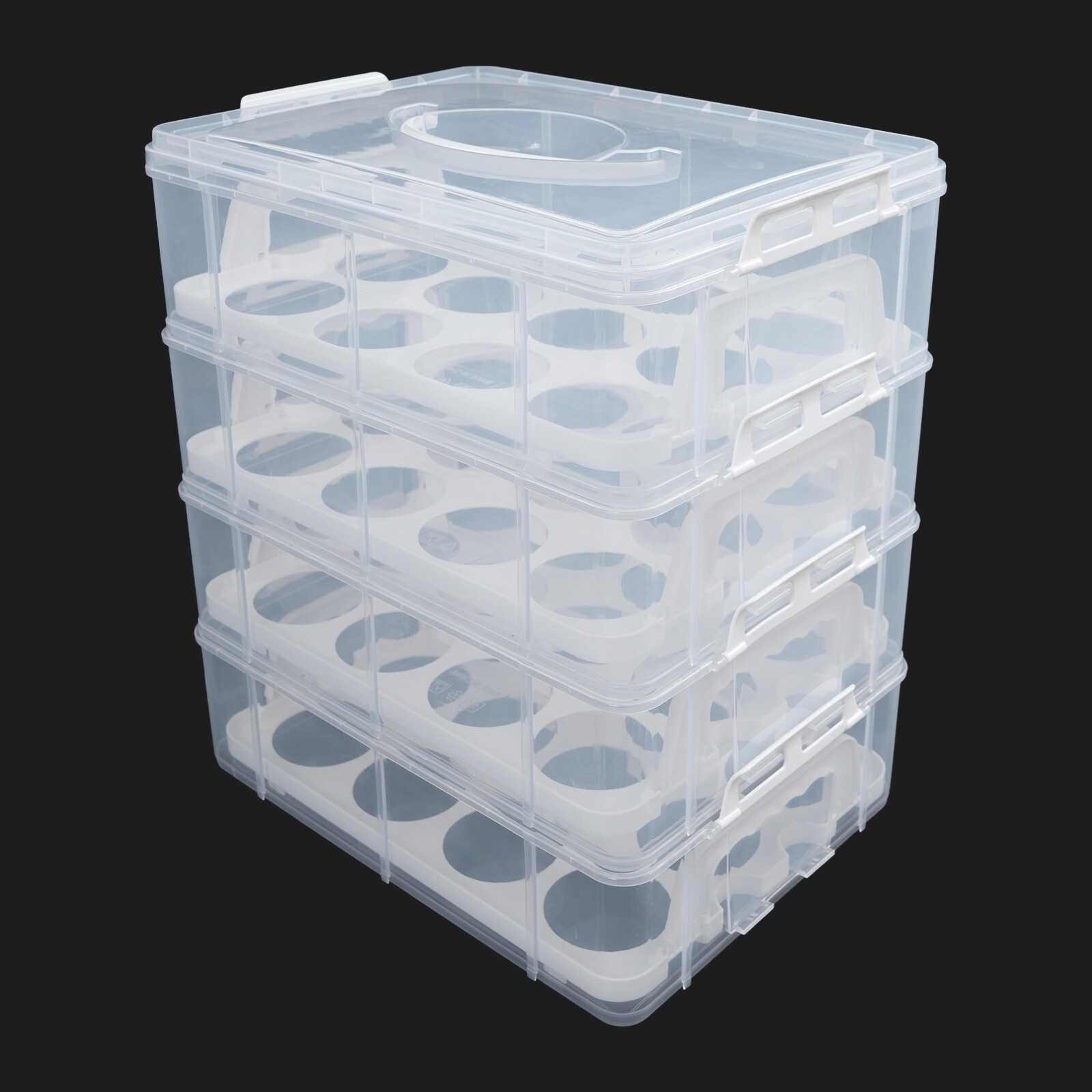 4-Tiers Portable Cupcake Carrier Cupcake Holder Carrier Stacking Cupcake Storage