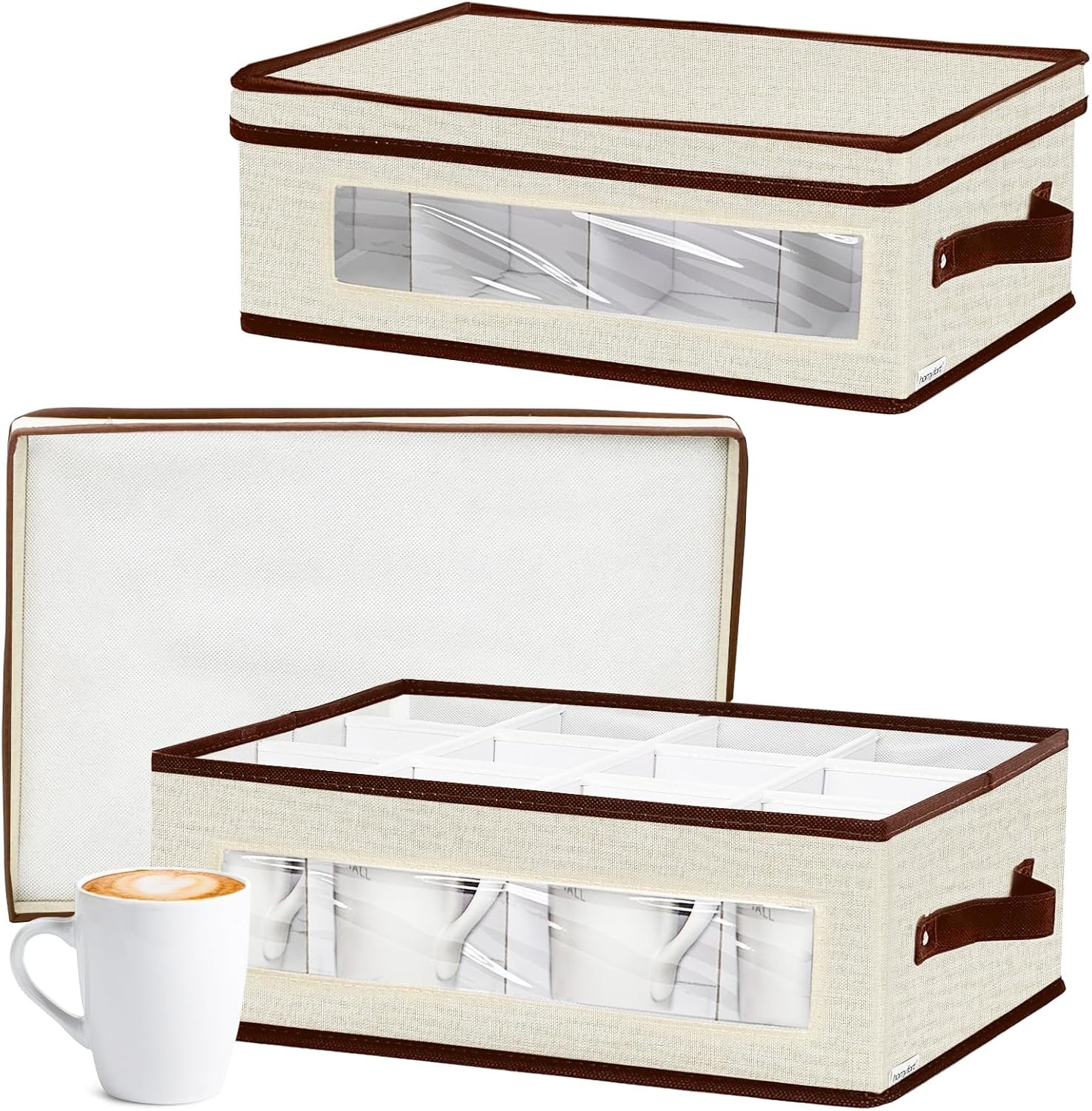 2 Pack Stemware Storage Cases Wine Glass Storage Box W/ Dividers China Crystal