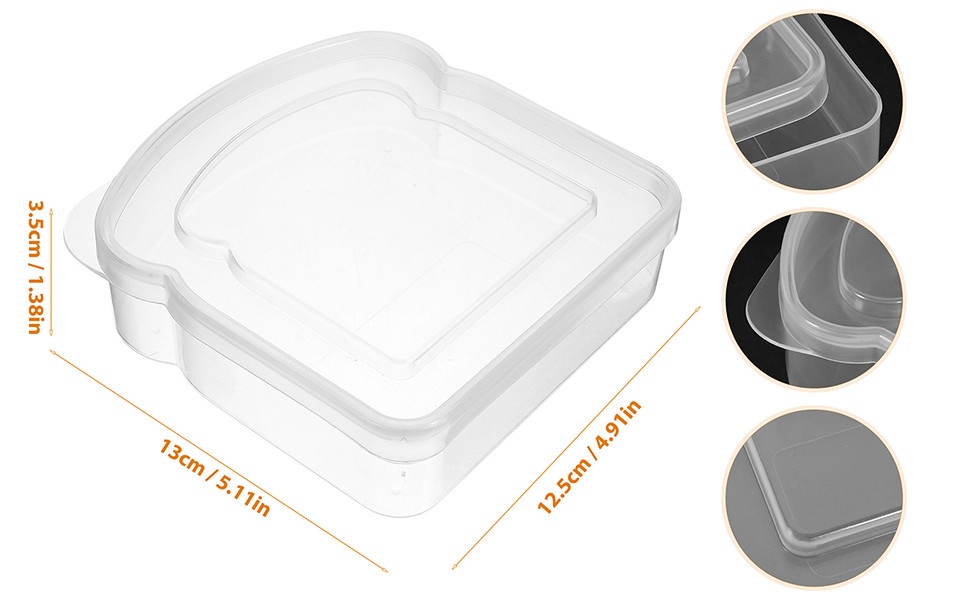 Reusable Bread Storage Box Clear Portable Sandwich Carrier for Outdoor Camping