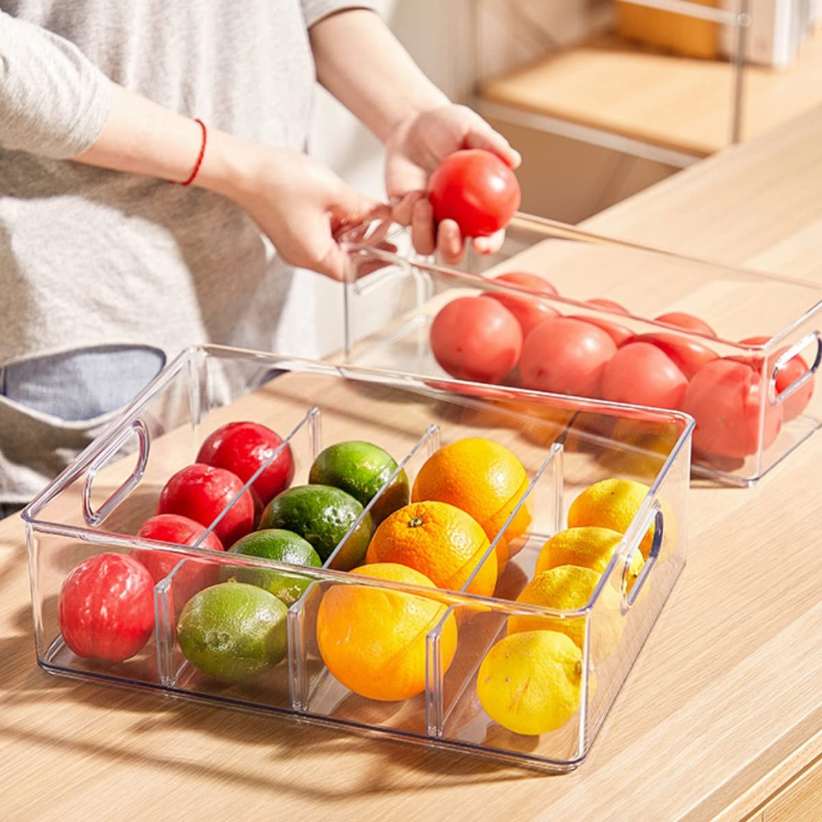 MineSign 4 pack Stackable Refrigerator Organizer Bins Pull-Out Drawers for Fr…