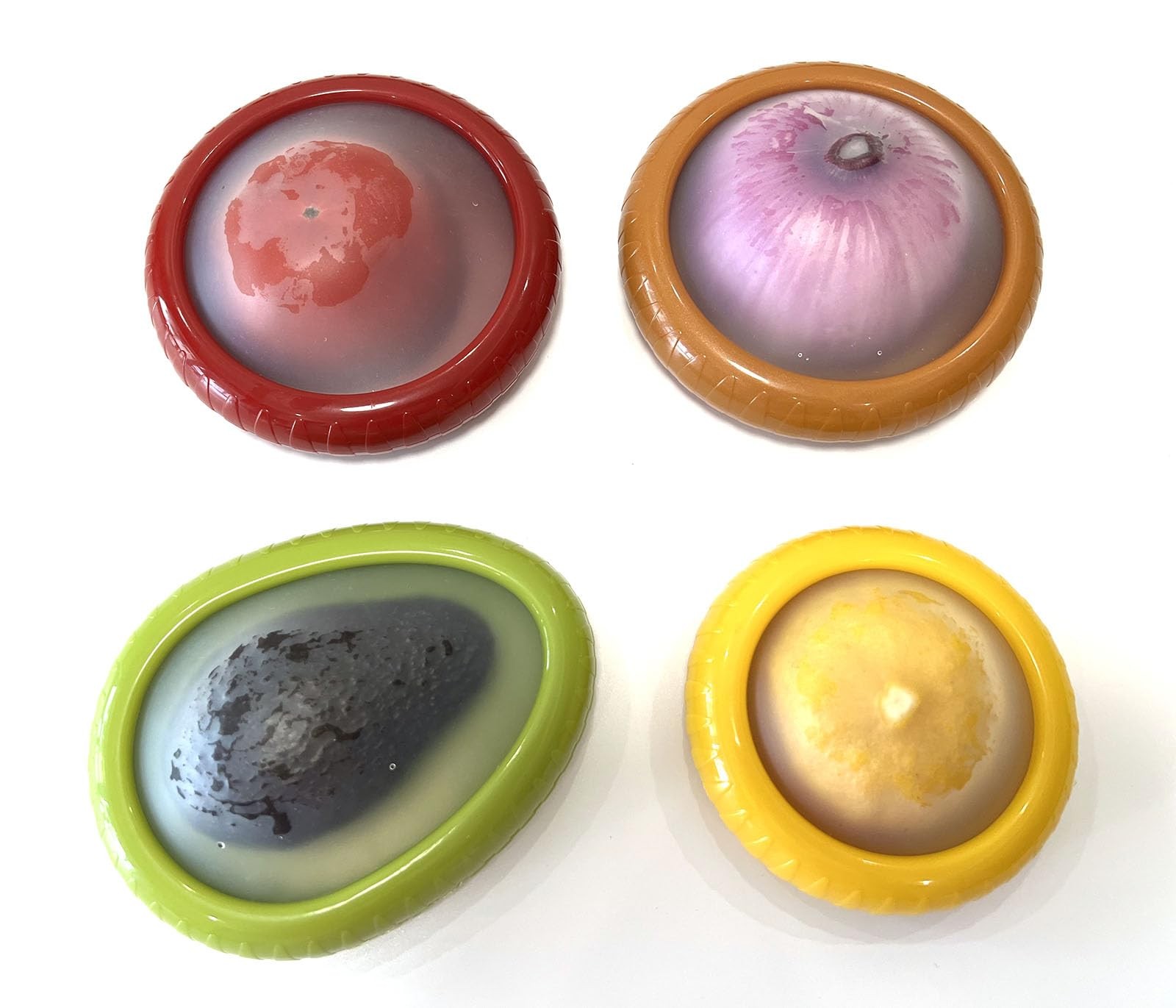 halteoly 4PC Silicone Fruit and Vegetable Storage red,brown,yellow,green