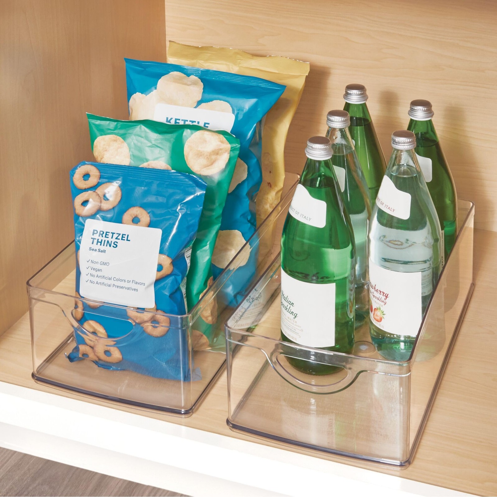 Extra Large Clear Food Storage Bin with Handles for Kitchen Organizing