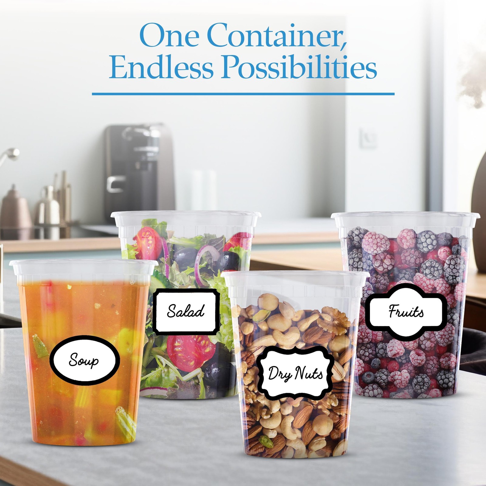 [50 Sets] 32 oz Deli Containers with Lids & Two (2) Label Sheets – Leakproof …