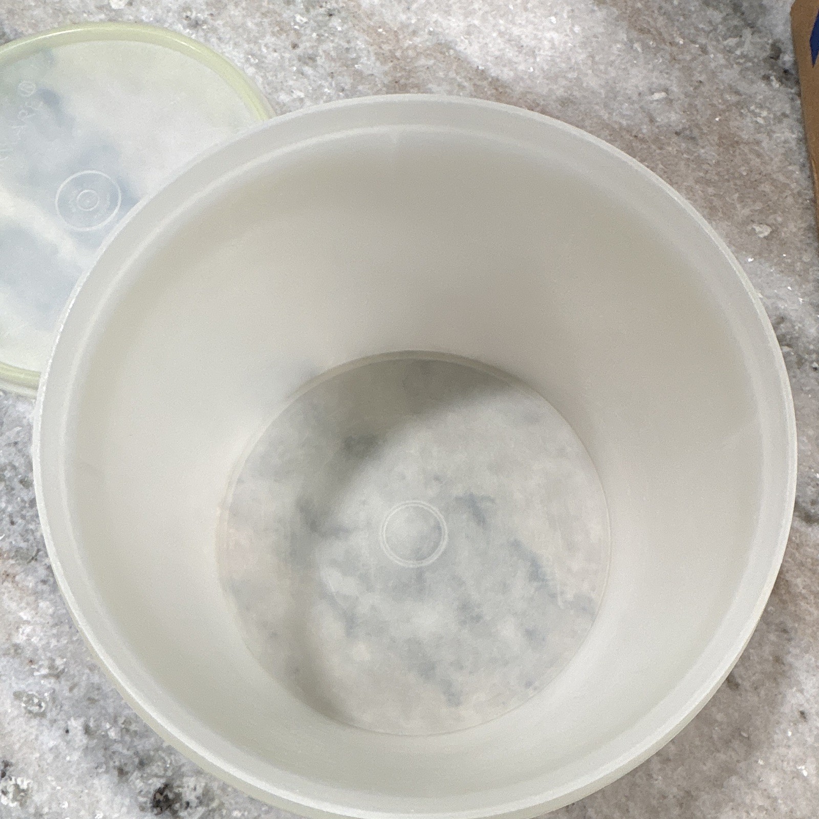 Tupperware Round Plastic Food Storage Container Snap Lid 7 oz White/Clear 2pc