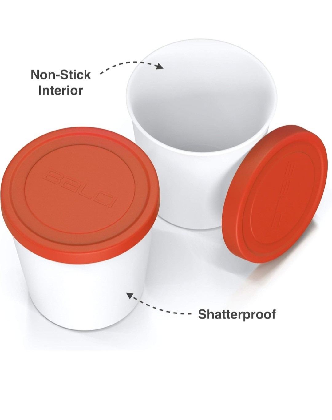 1 Quart Reusable Ice Cream Tubs with Silicone Lid 2 Pack Dishwasher Safe