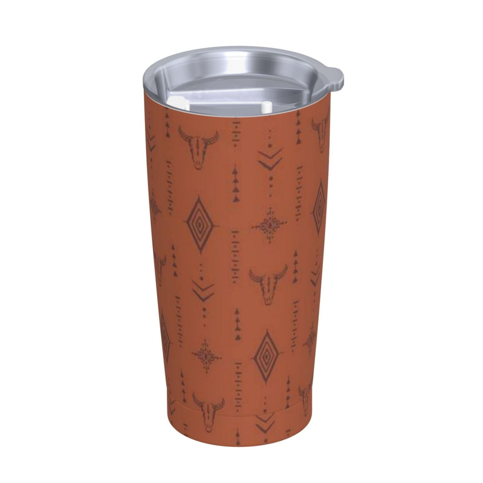 Tounheya Western Bull Tumbler Lid And Straw Boho Brown 20Oz Insulated Stainless