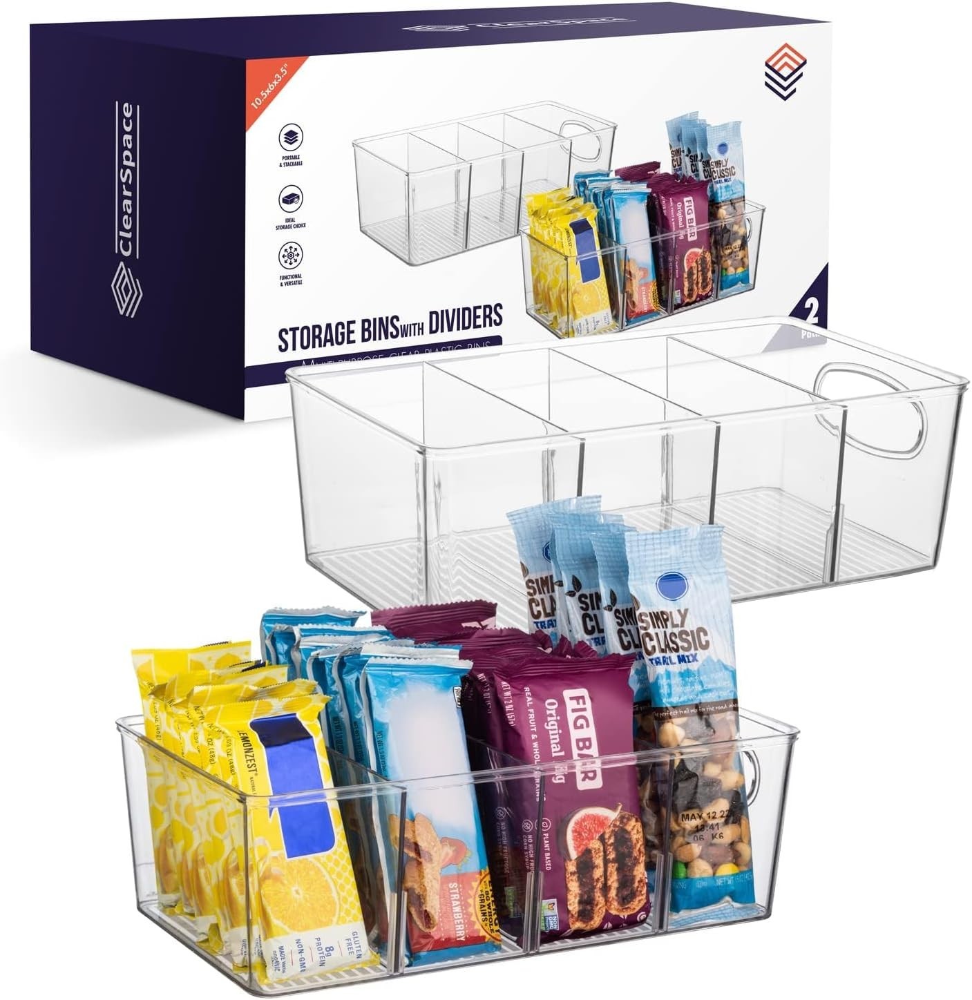 Plastic Pantry Organization & Storage Bins W/ Removable Dividers – Perfect