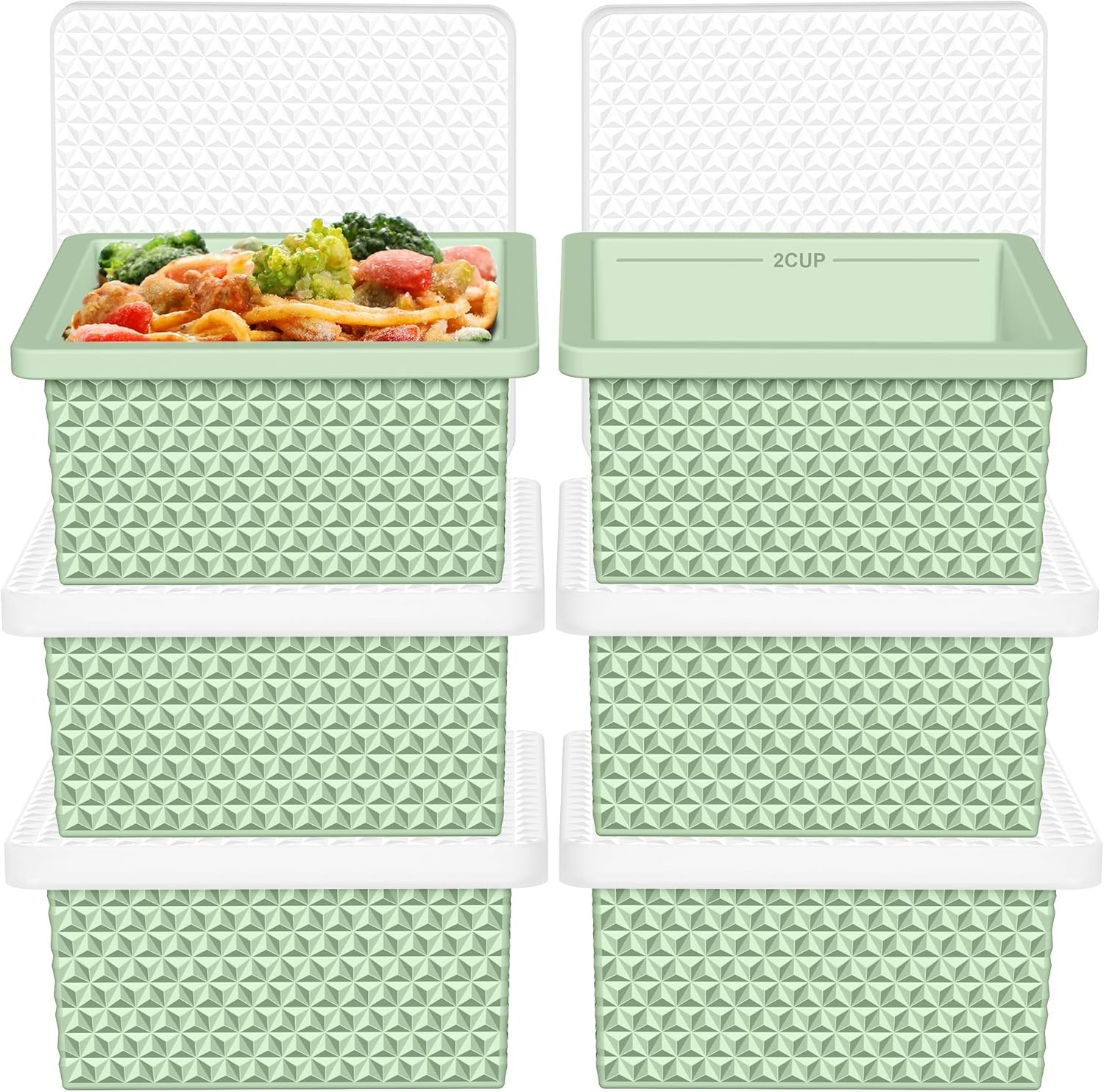 6 Pack-Silicone Freezer Tray with Lid-Stackable Soup Freezer Container Molds,2-C