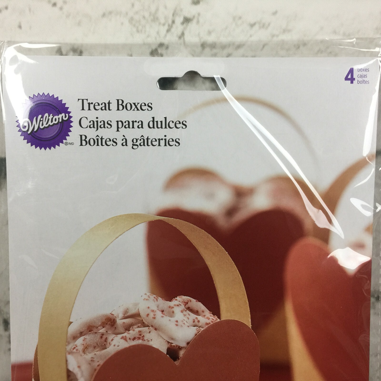 Lot of 6 Wilton 4 Count Valentine Brown Red Heart Treat Boxes 24 Party Container