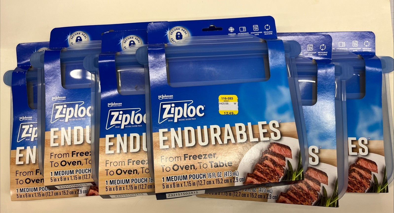 Ziplock Endurables- Medium Pouch, 16 oz. – 5” X 6” X 1.15” – Lot Of 6