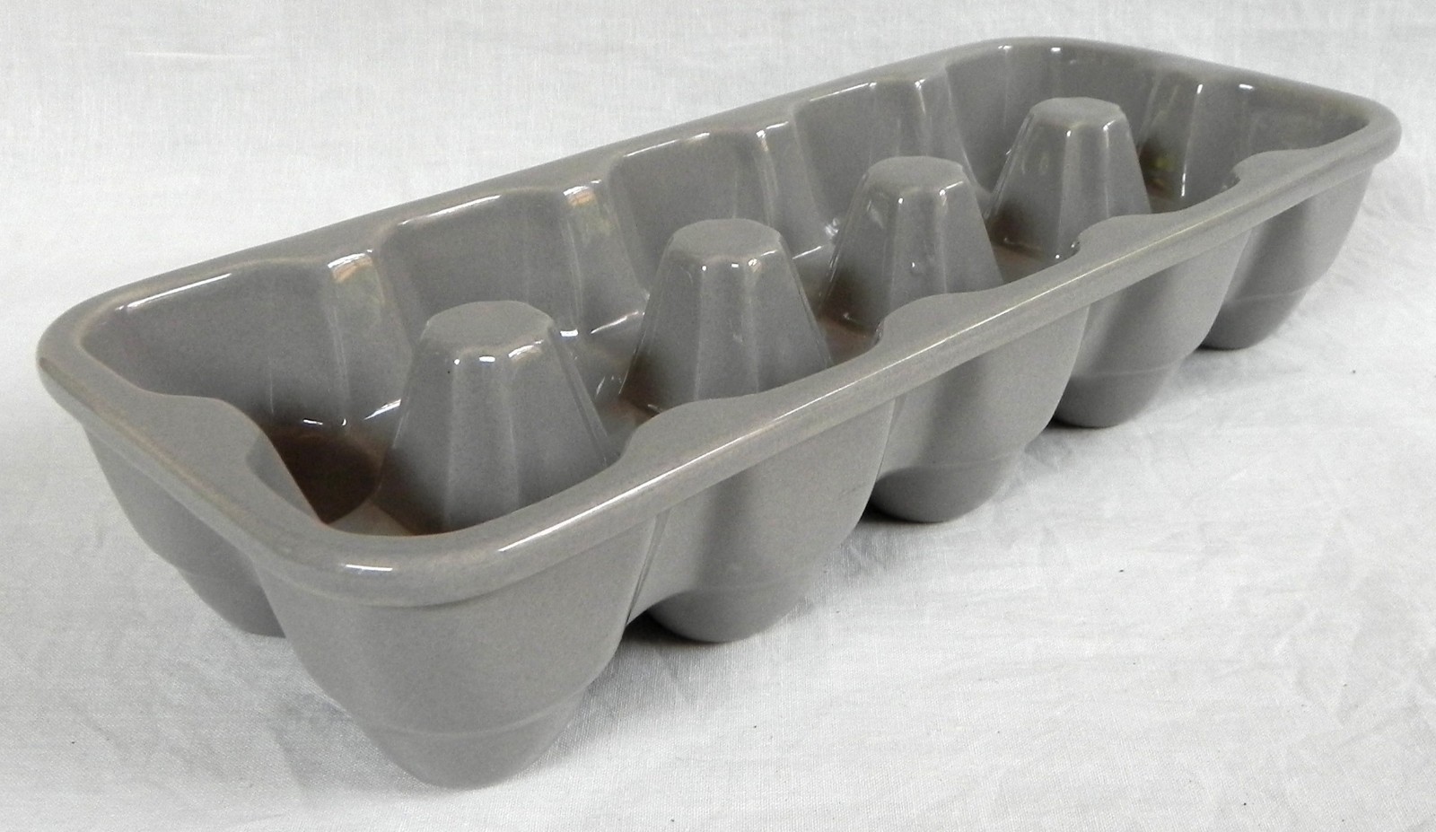 Ceramic Refrigerator Egg Tray, 10 Capacity Holder Keeper, Gray Gloss Finish, Exc
