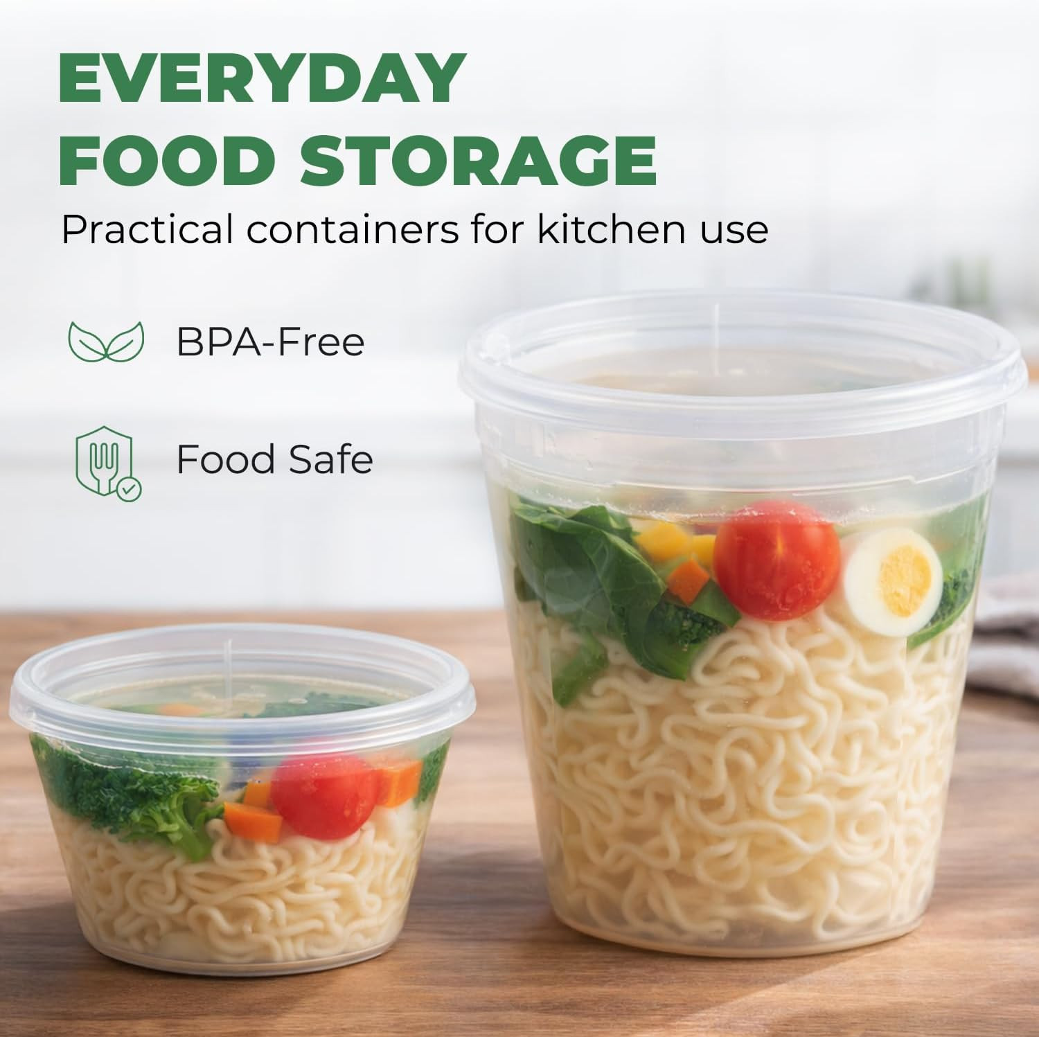 Clear Deli Containers with Lids – 240-Pack, 32Oz Plastic Containers with Lids fo
